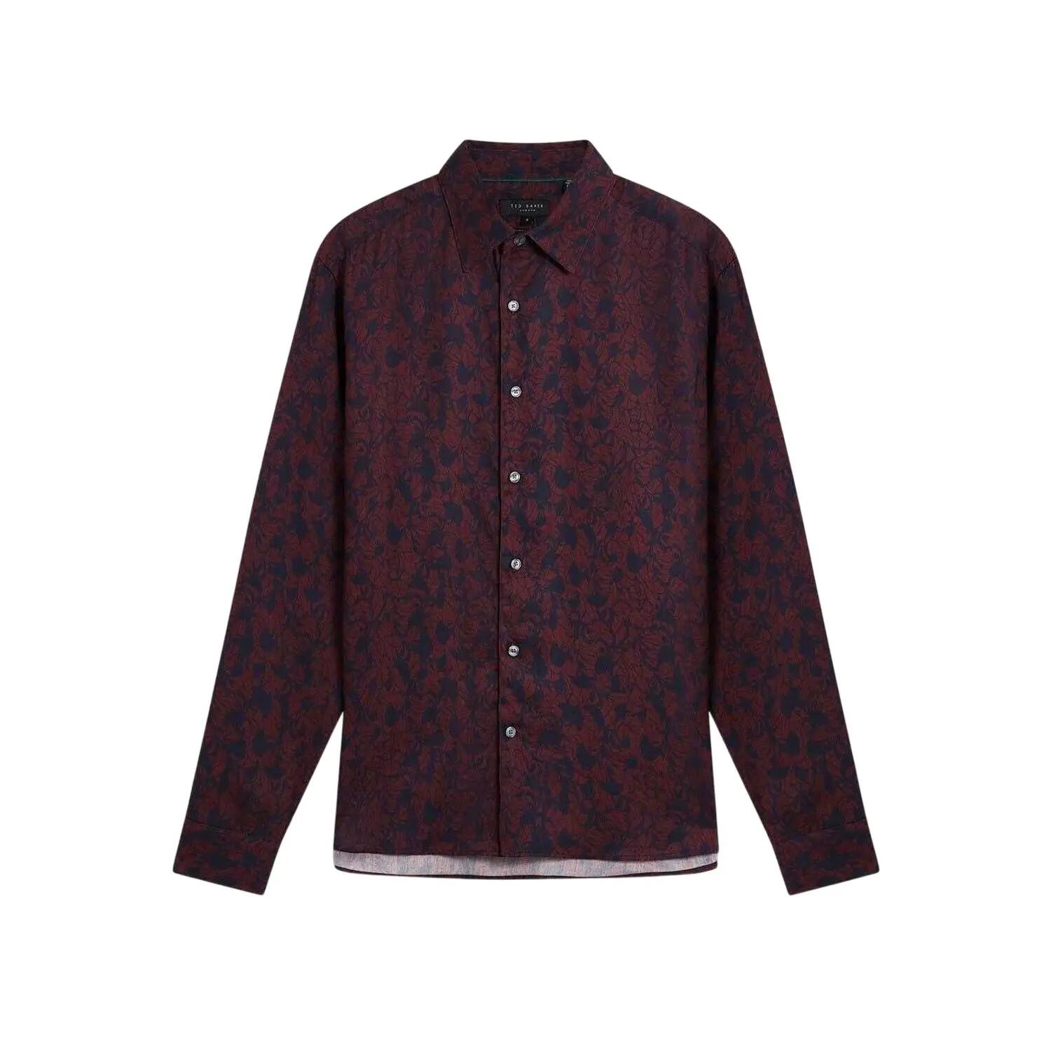 Ted Baker Mens Floral Collared Long-Sleeved Shirt