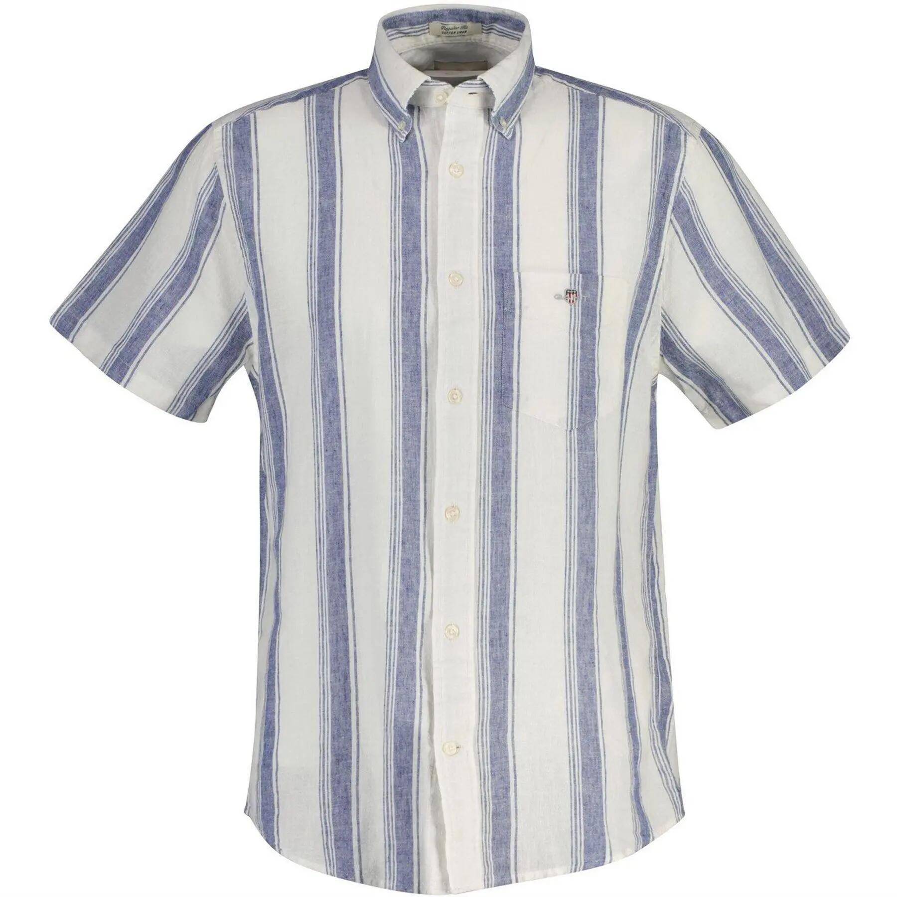 Gant Mens Striped Linen Short-Sleeved Shirt