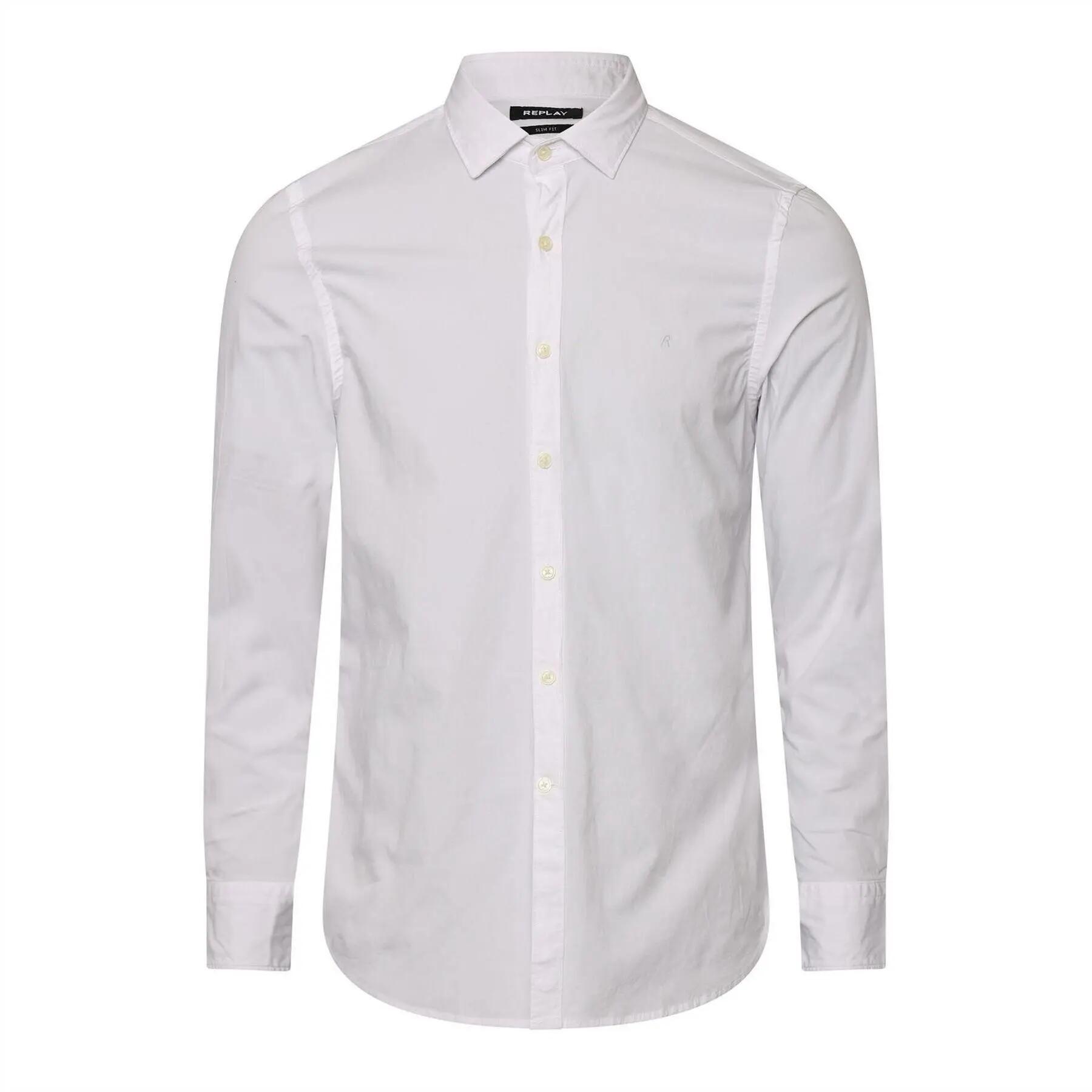 Replay Mens Slim Long-Sleeved Button-Down Shirt