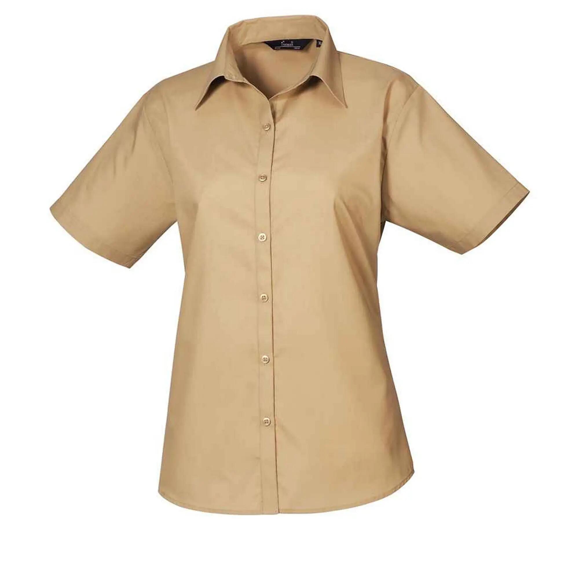 Premier Womens/Ladies Poplin Short-Sleeved Blouse