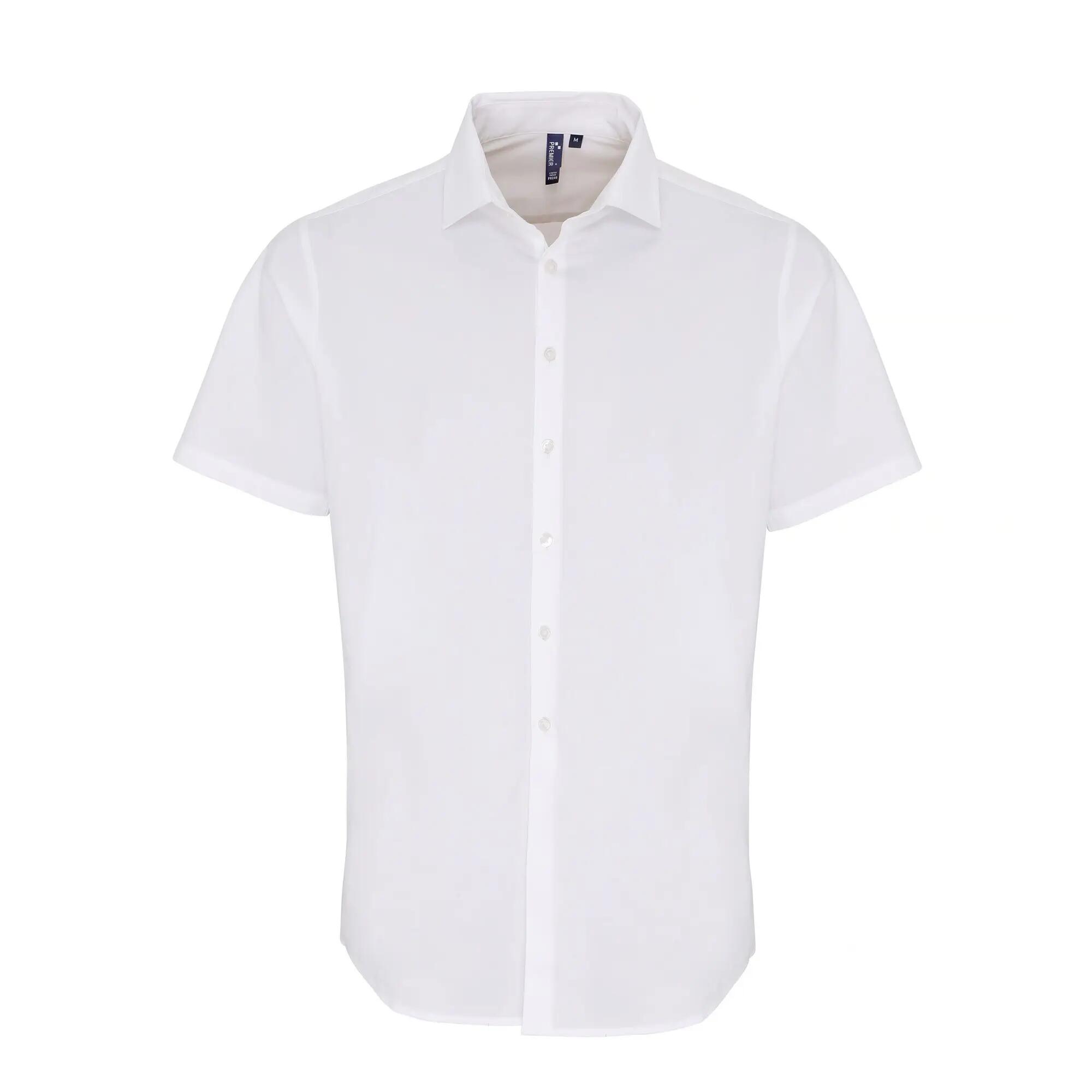 Premier Mens Stretch Fit Poplin Short Sleeve Shirt