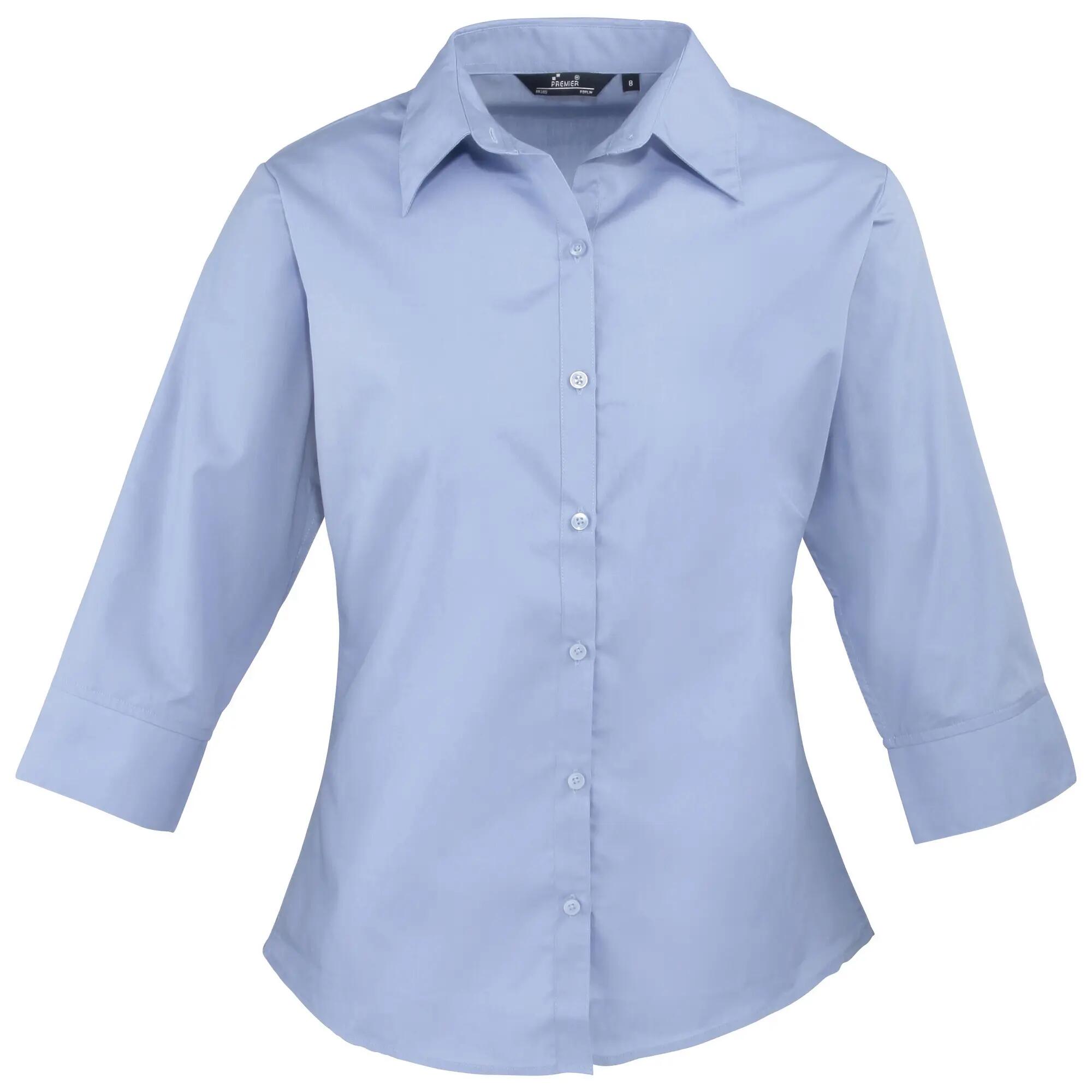 Premier Womens/Ladies Poplin 3/4 Sleeve Blouse