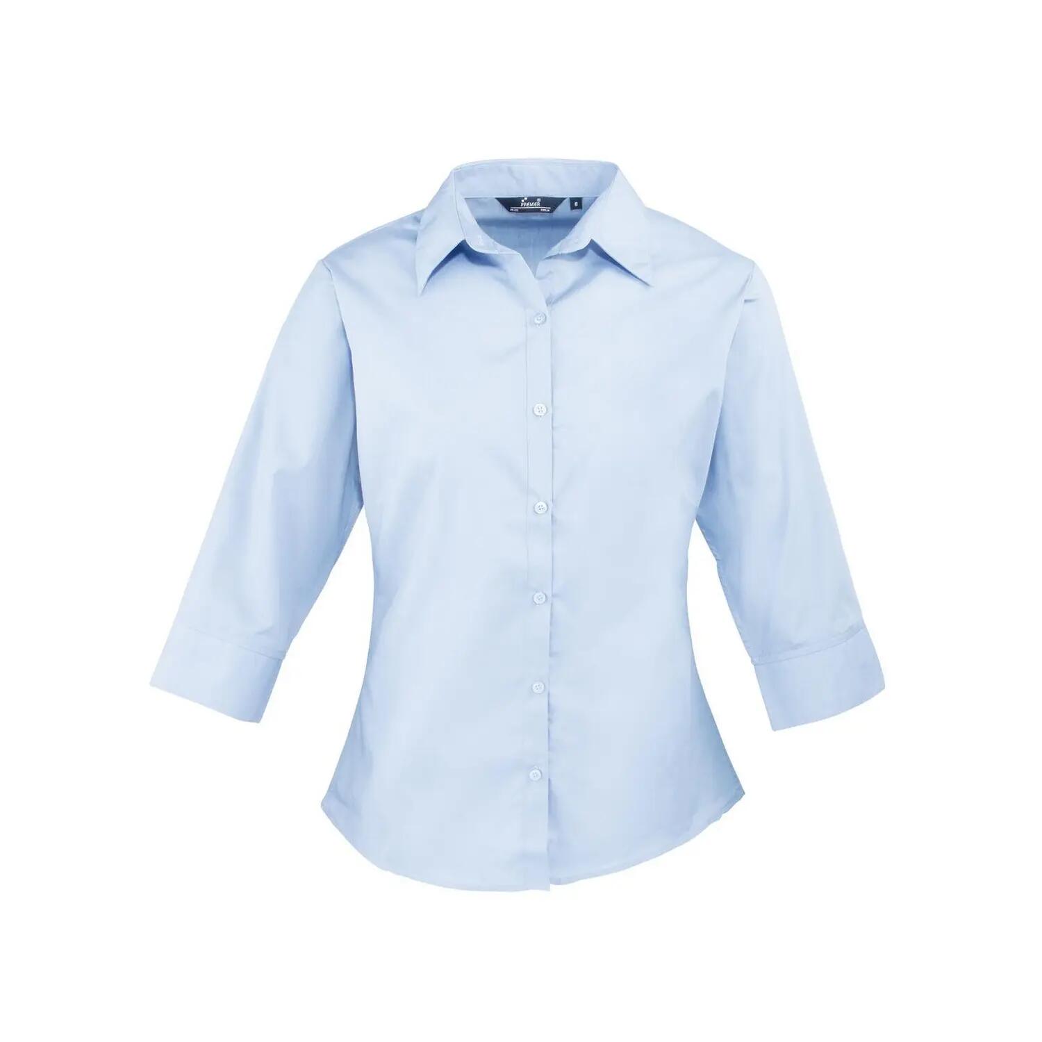Premier Womens/Ladies Poplin 3/4 Sleeve Shirt