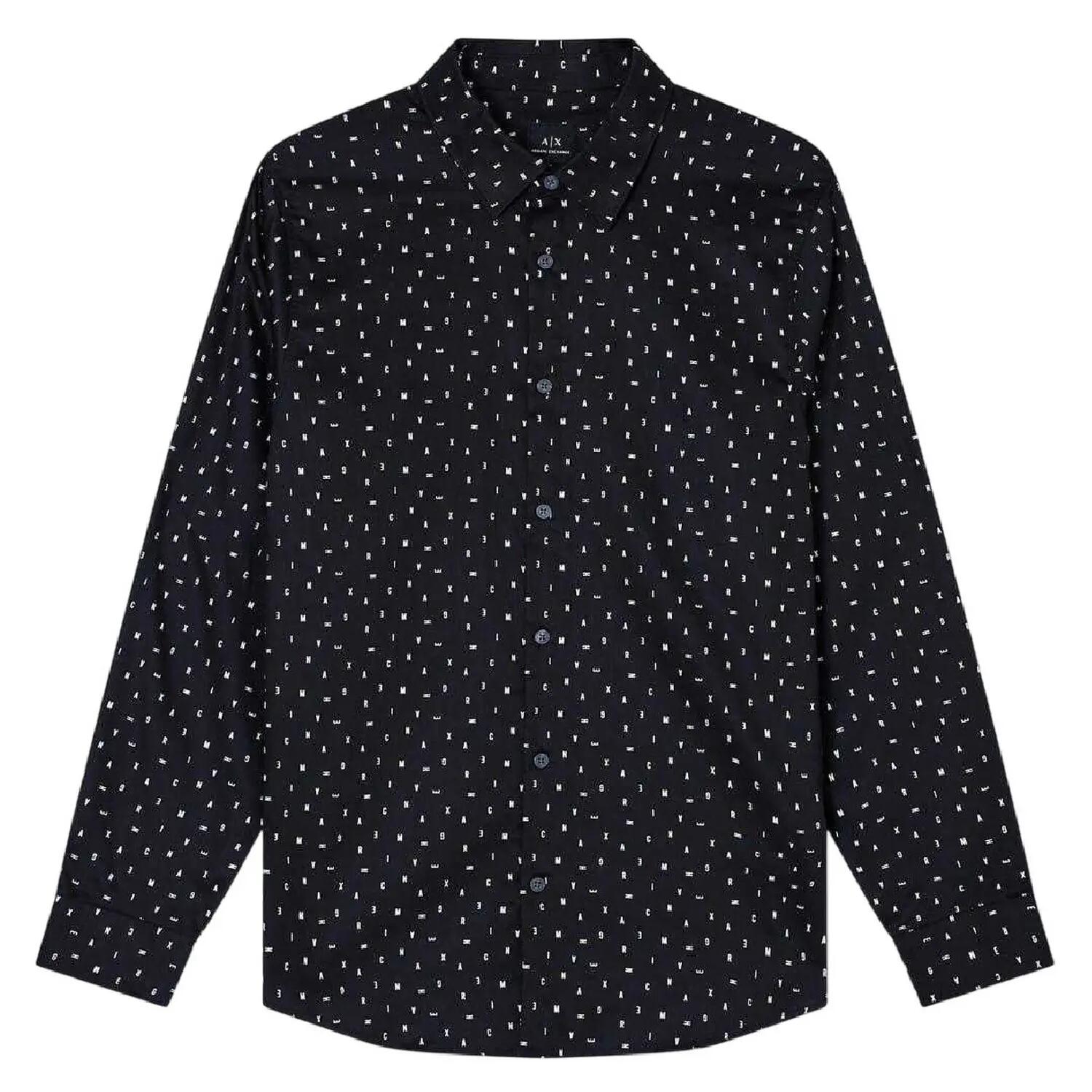 Armani Exchange Mens Polka Dot Long-Sleeved Shirt