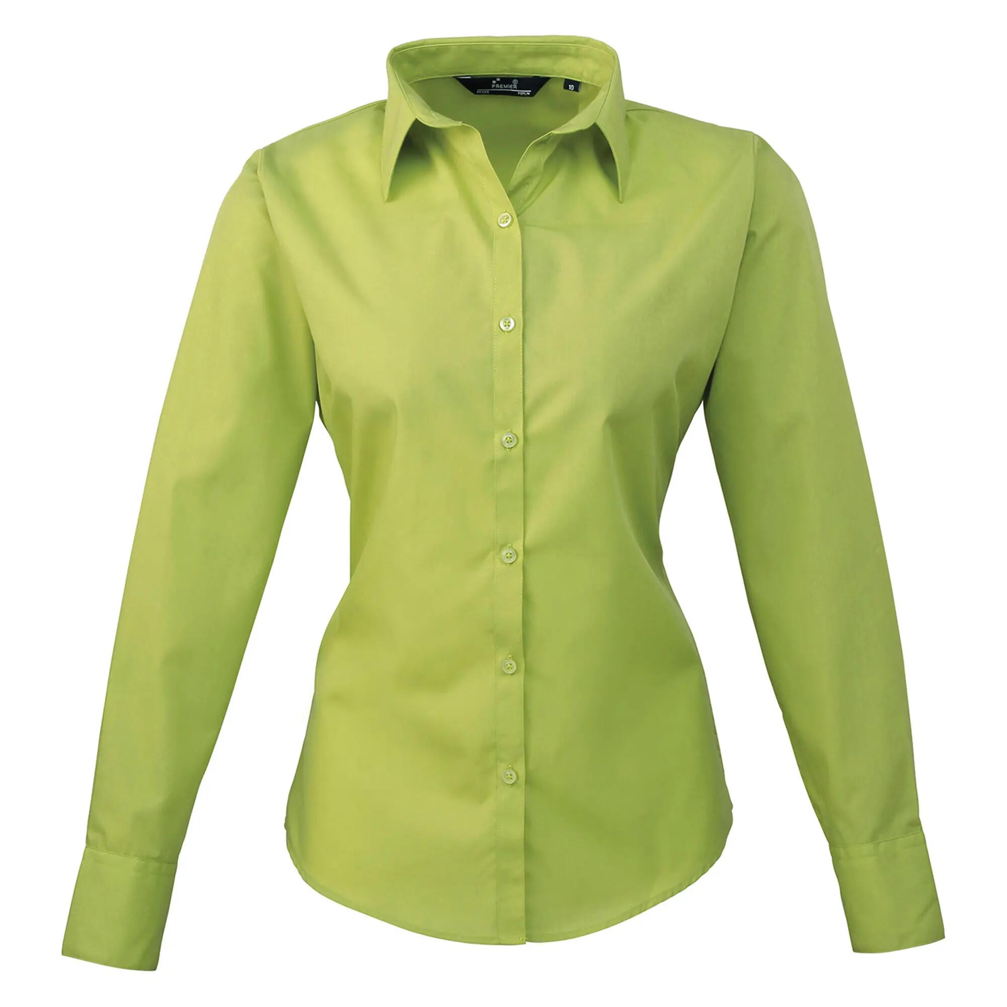 Premier Womens/Ladies Poplin Long-Sleeved Blouse