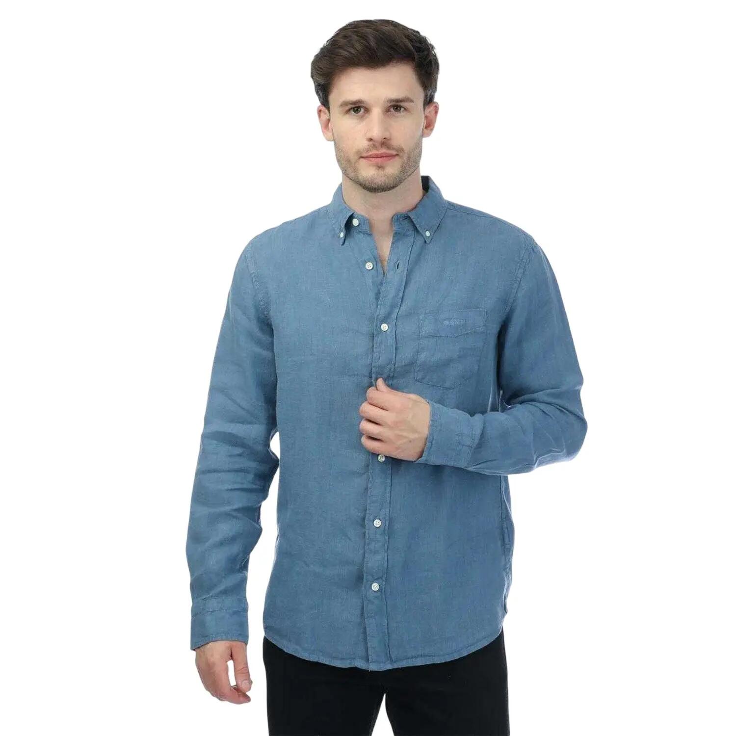 Gant Mens Linen Garment Dyed Long-Sleeved Shirt