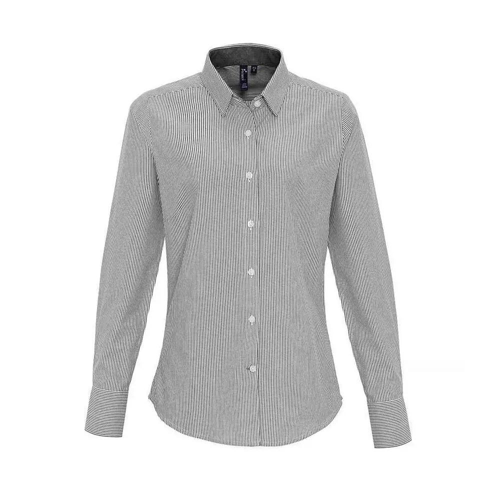 Premier Womens/Ladies Striped Oxford Long-Sleeved Formal Shirt