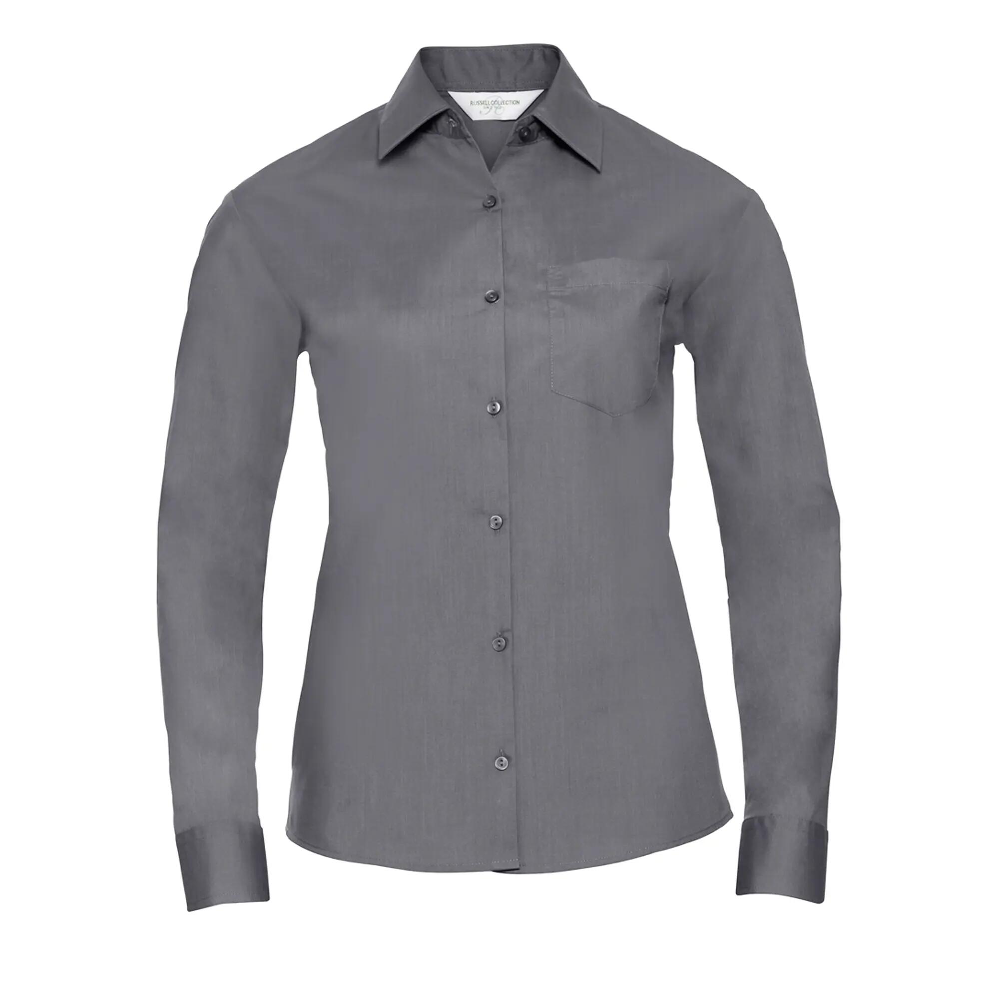 Russell Collection Ladies/Womens Long Sleeve Easy Care Oxford Shirt