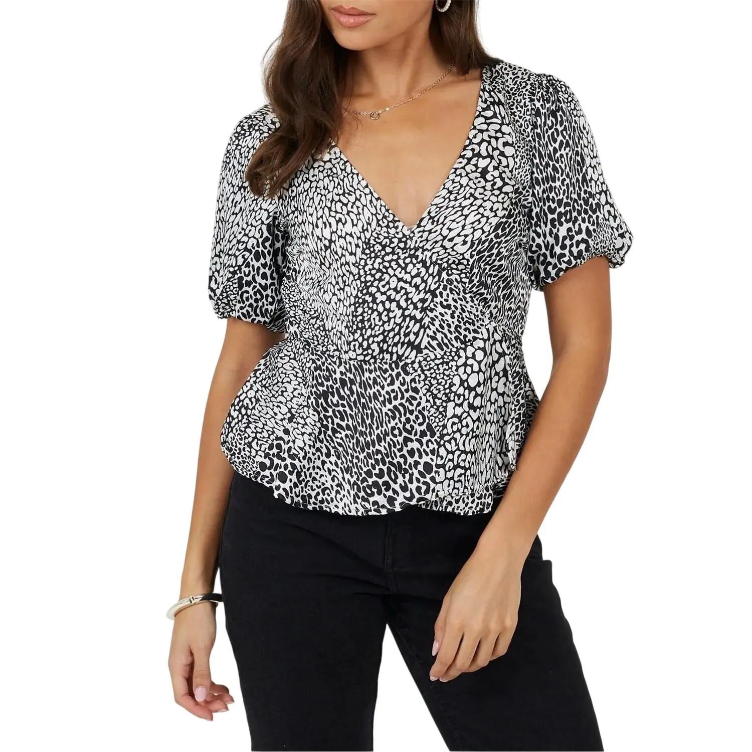 Brave Soul Womens/Ladies V Neck Puff Sleeve Wrap Top
