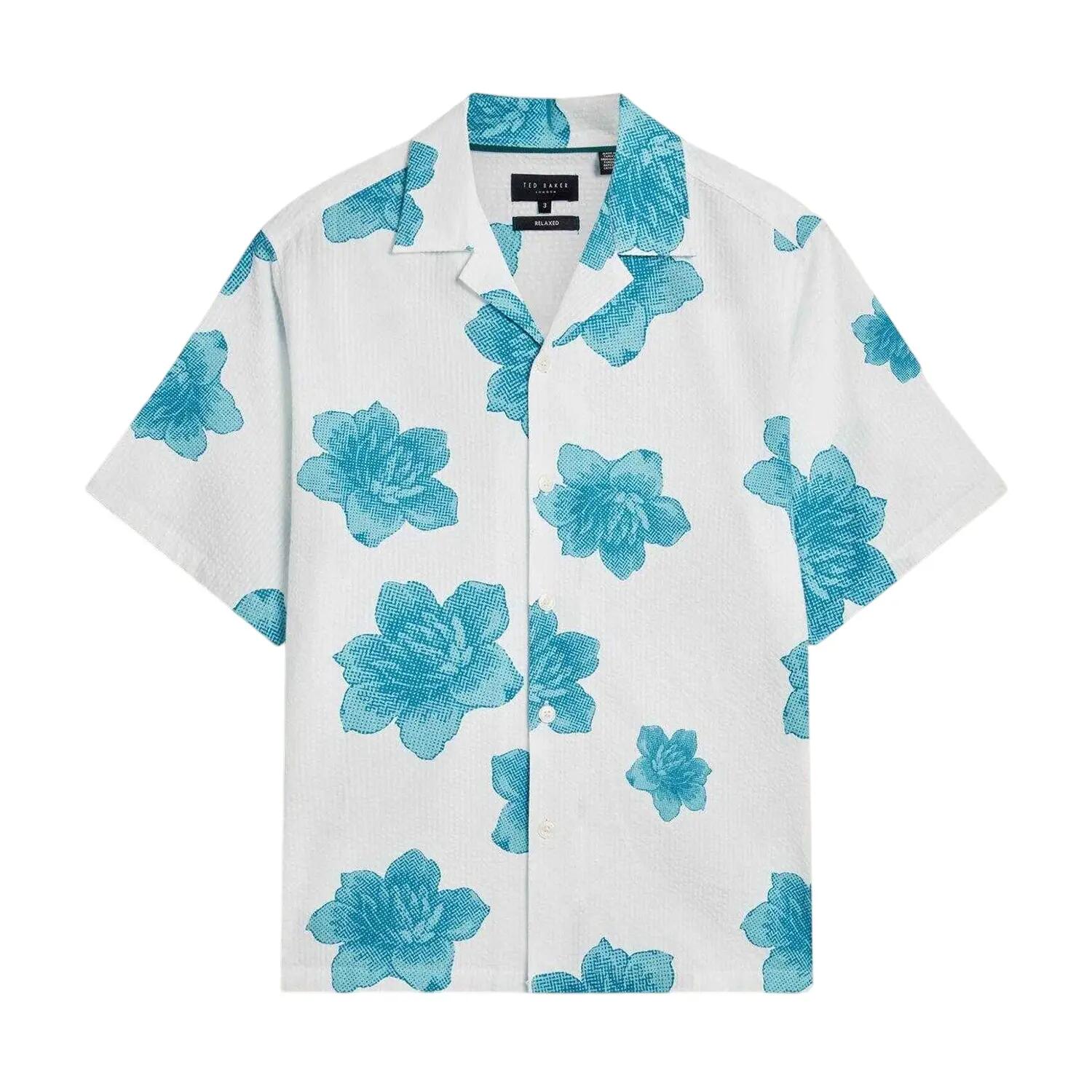Ted Baker Mens Floral Seersucker Short-Sleeved Shirt