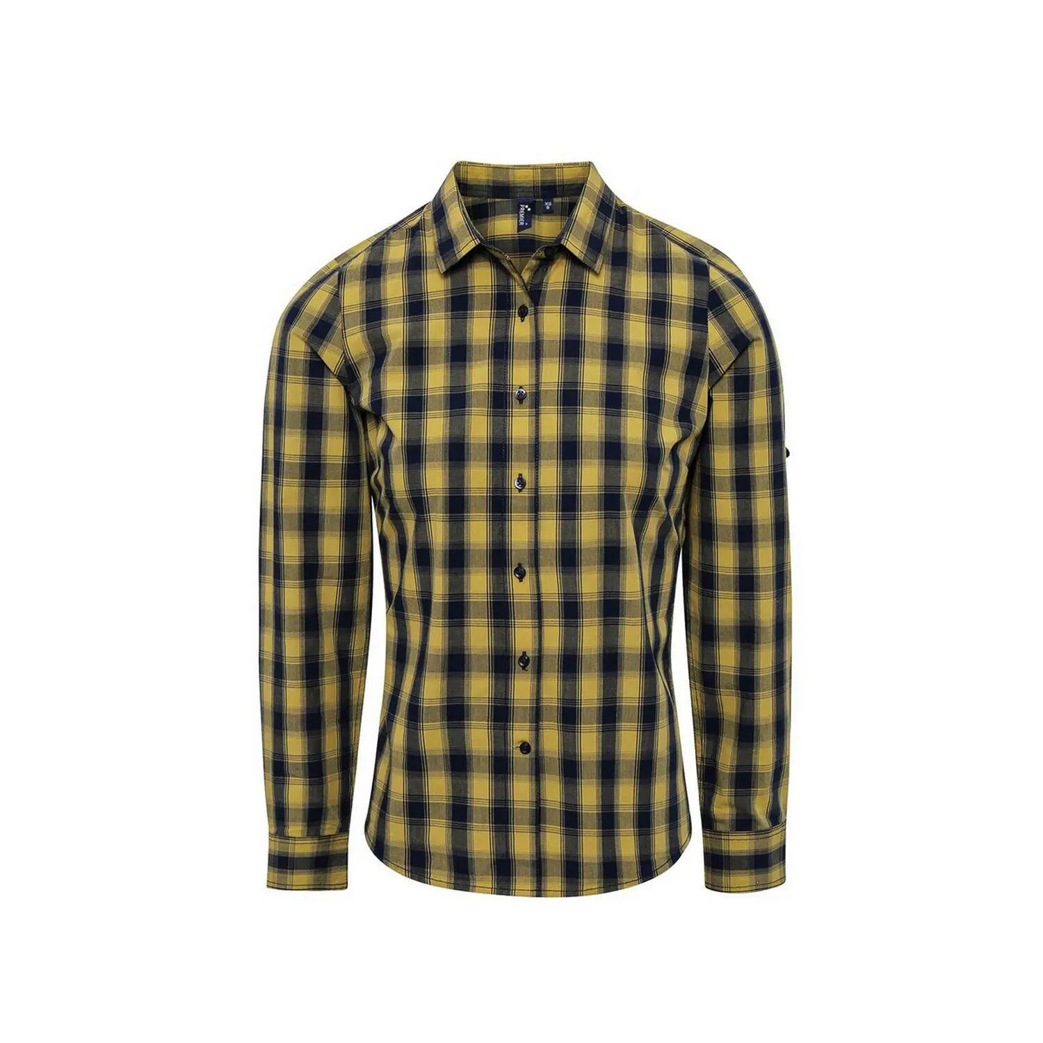 Premier Womens/Ladies Mulligan Checked Long-Sleeved Shirt