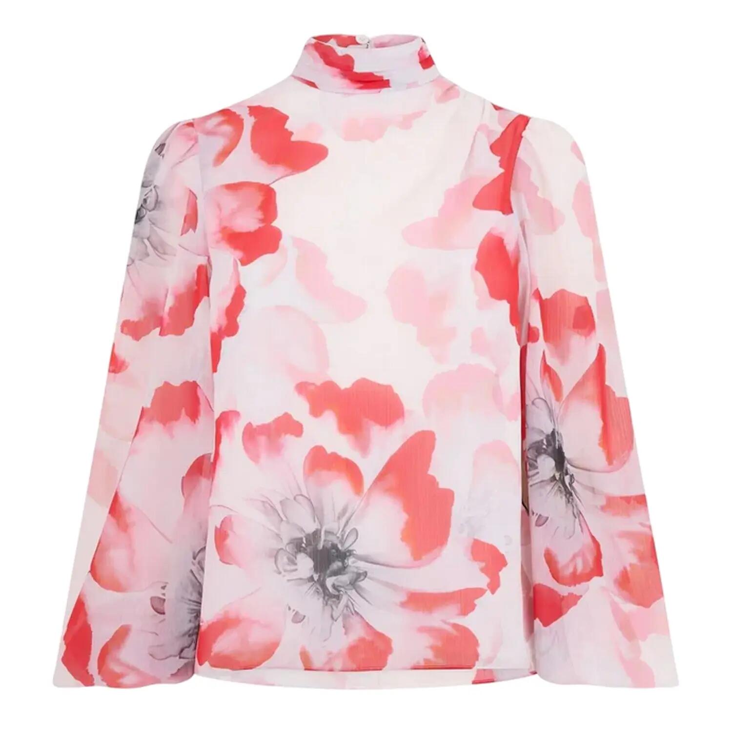 Ted Baker Womens/Ladies Floral High-Neck Relaxed Fit Balloon Sleeve Blouse