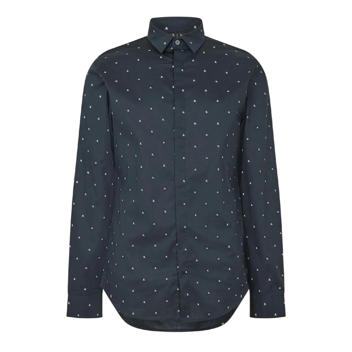 Armani Exchange Mens Printed Long-Sleeved Shirt