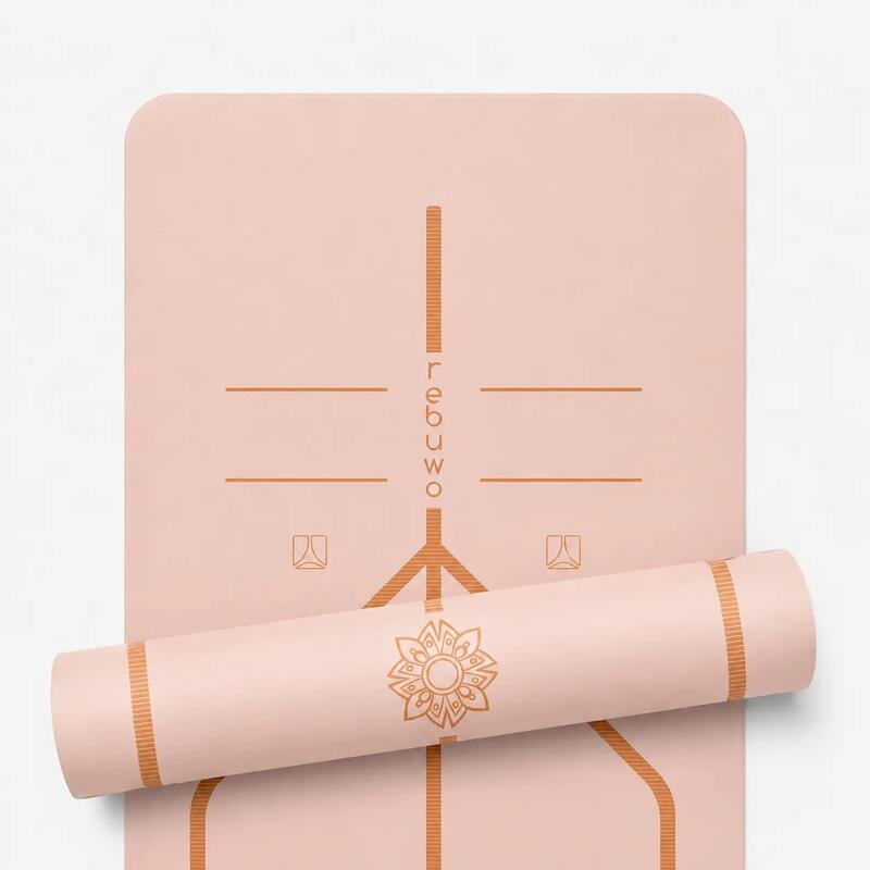 Hizalama Tasarımlı Doğal Kauçuk Tabanlı Kaydırmaz Yoga ve Pilates Mat 5 mm - Soft Pembe