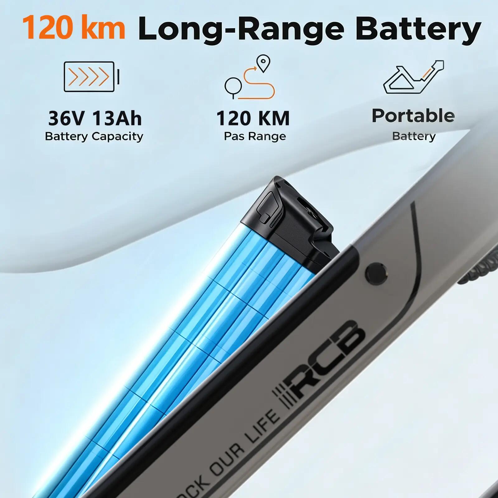 Bici elettrica trekking G5, 468Wh, sensore di coppia, autonomia 60‑120km 4/7
