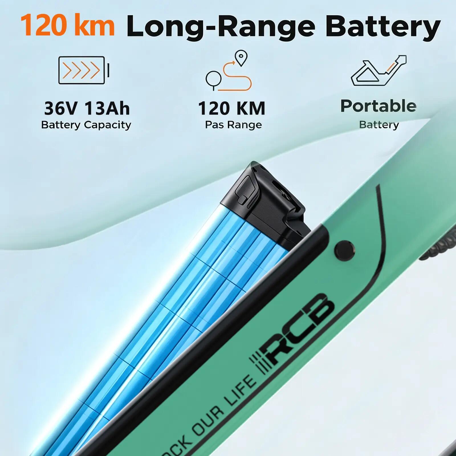 Bici elettrica trekking G5, 468Wh, sensore di coppia, autonomia 60‑120km 6/7