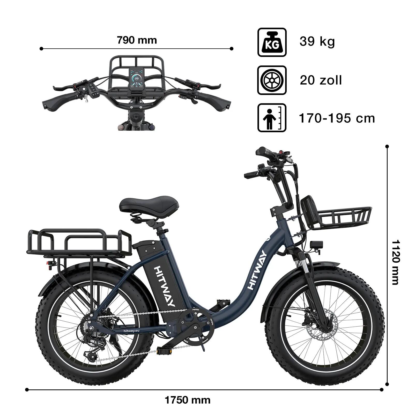 Bicicleta elétrica cargo BK6S PLUS, bateria 1296Wh, sensor de torque 2/6