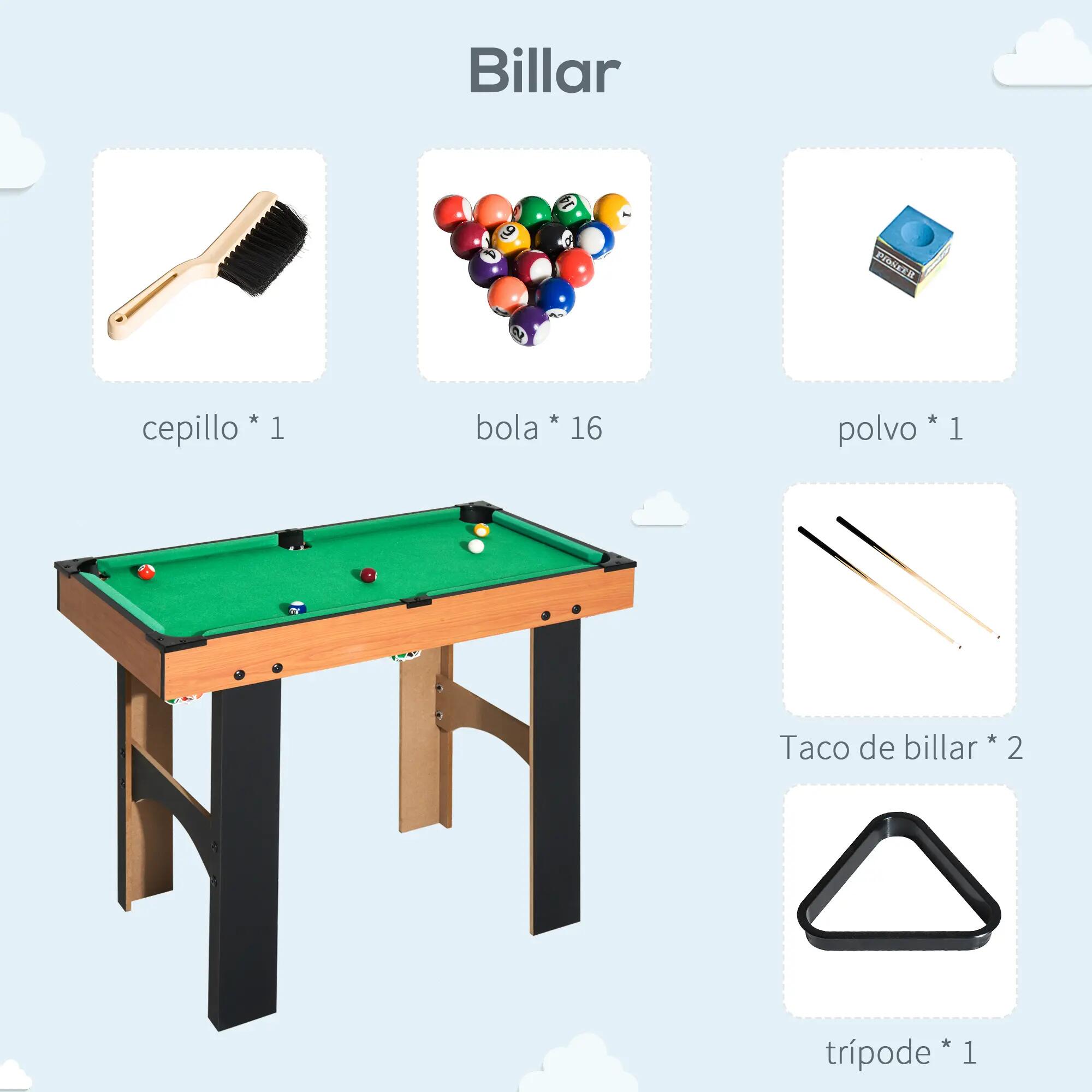 Mesa multi-jogos 87x43x73 cm madeira e preto HOMCOM 4/7