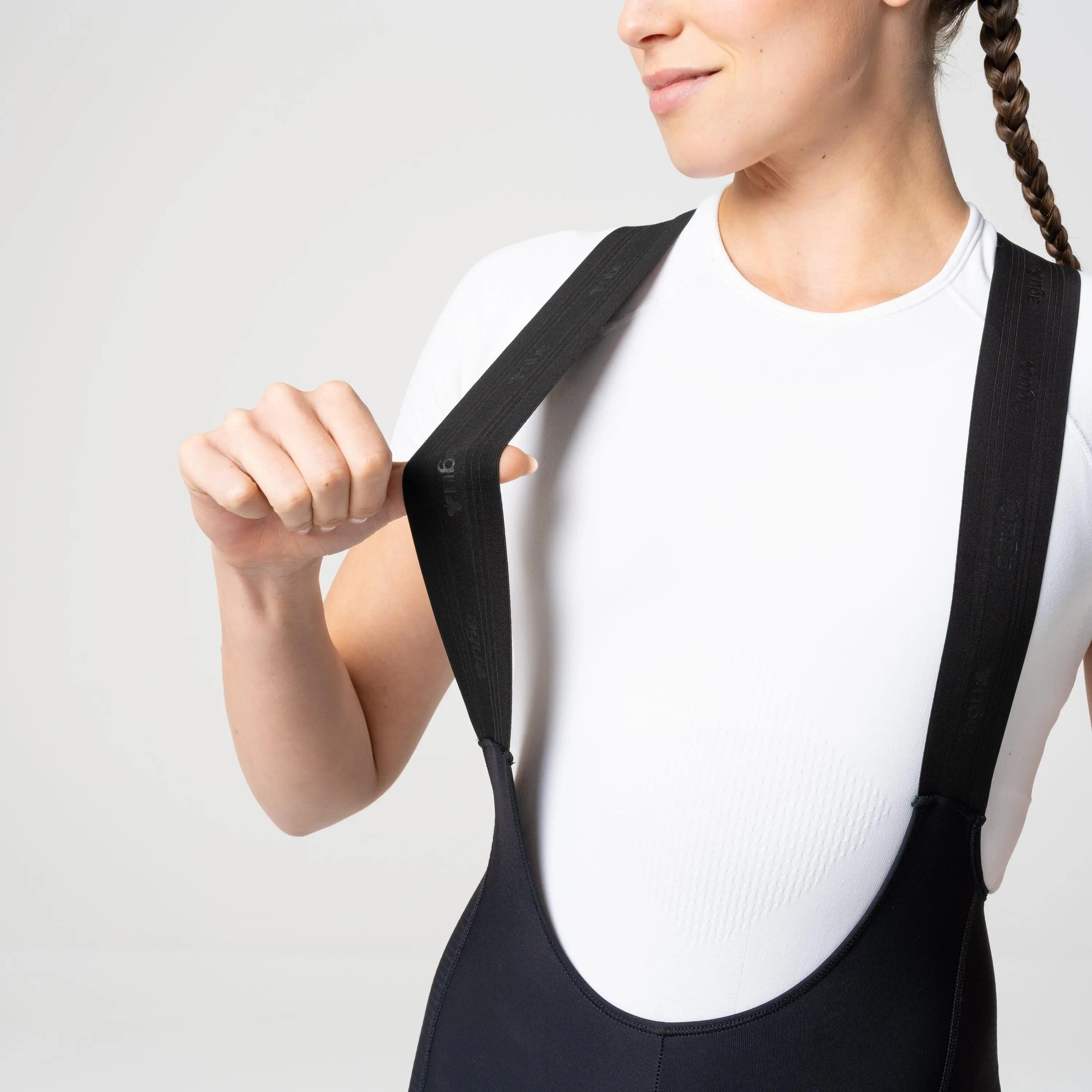Dames wielrenbroek lang Comfort Plus zwart winddicht 6/7