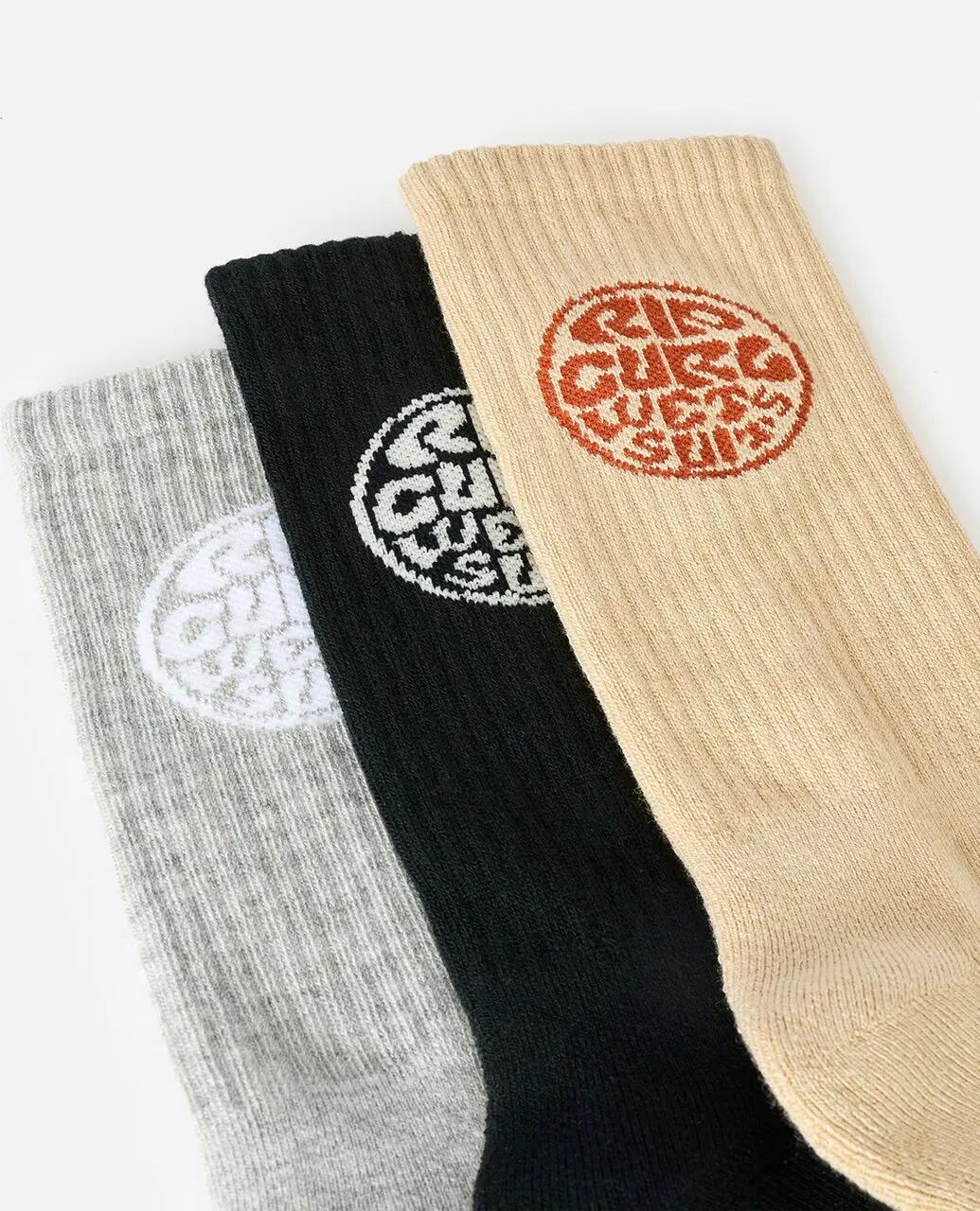 Meias Homem Wetty Crew pack de 3 - Khaki Sand 2/4