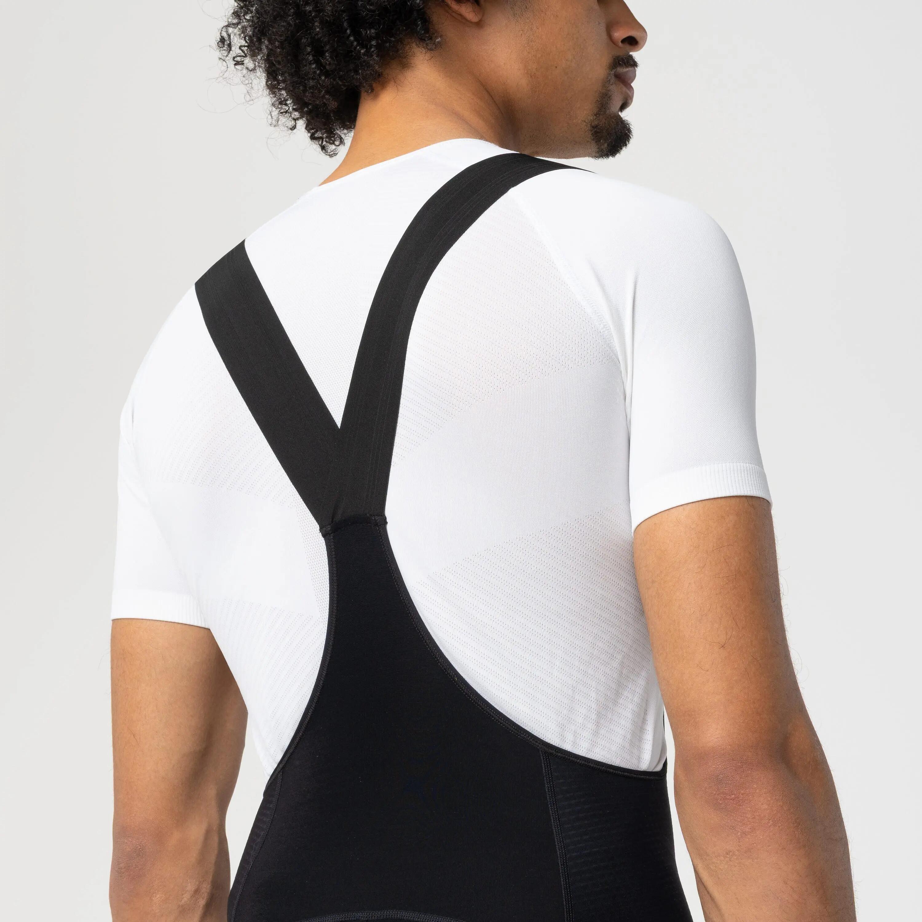 Heren Fietsen Bibtight Comfort Plus winddicht waterafstotend zwart 6/7