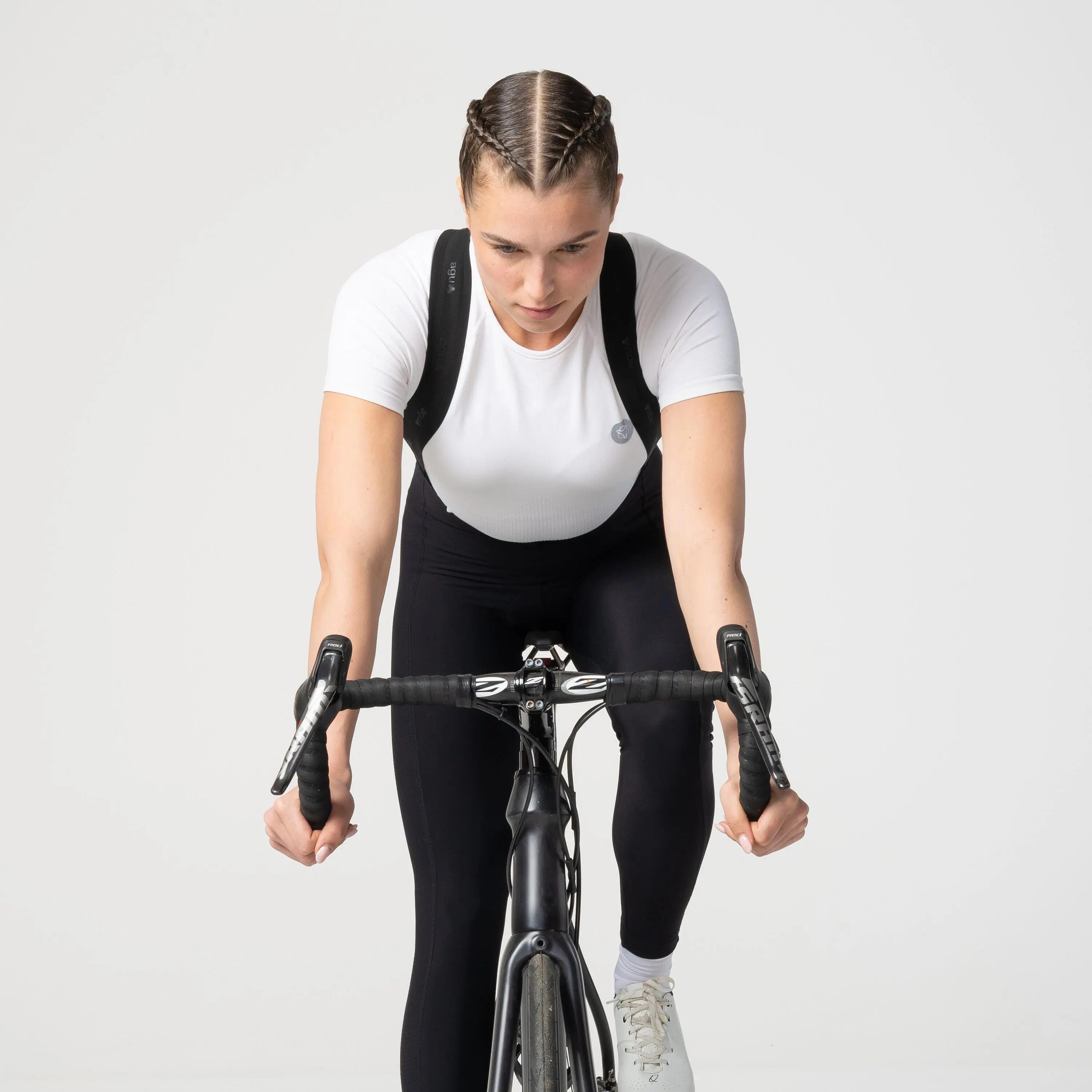 Dames wielrenbroek lang Comfort Plus zwart winddicht 4/7