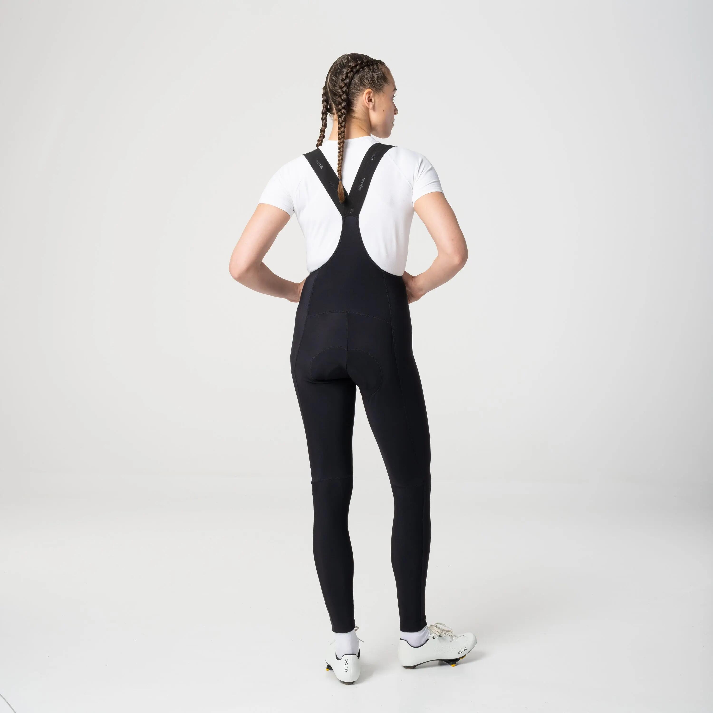 Dames wielrenbroek lang Comfort Plus zwart winddicht 3/7