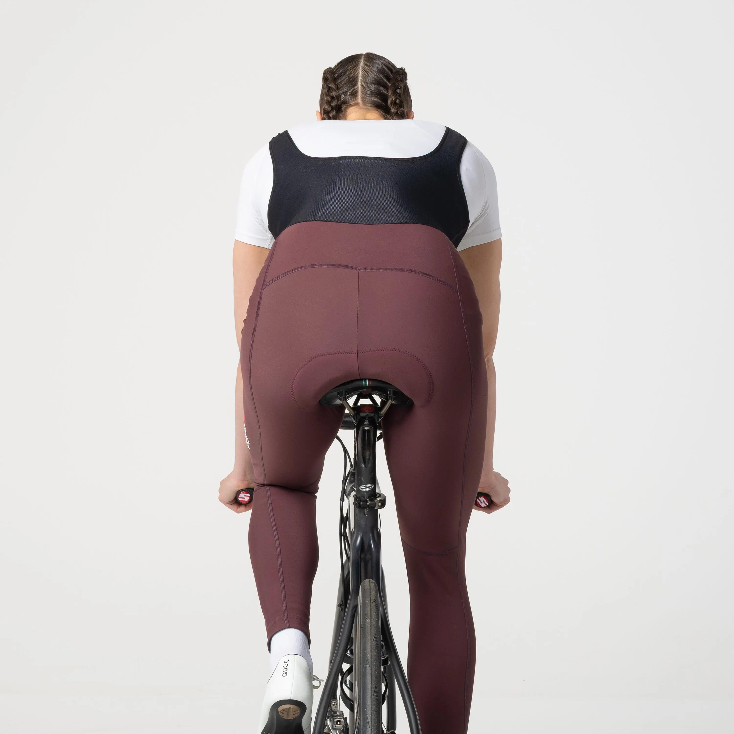 Dames Fietsen Bibtight Warm Winter Essential Bruin 5/7