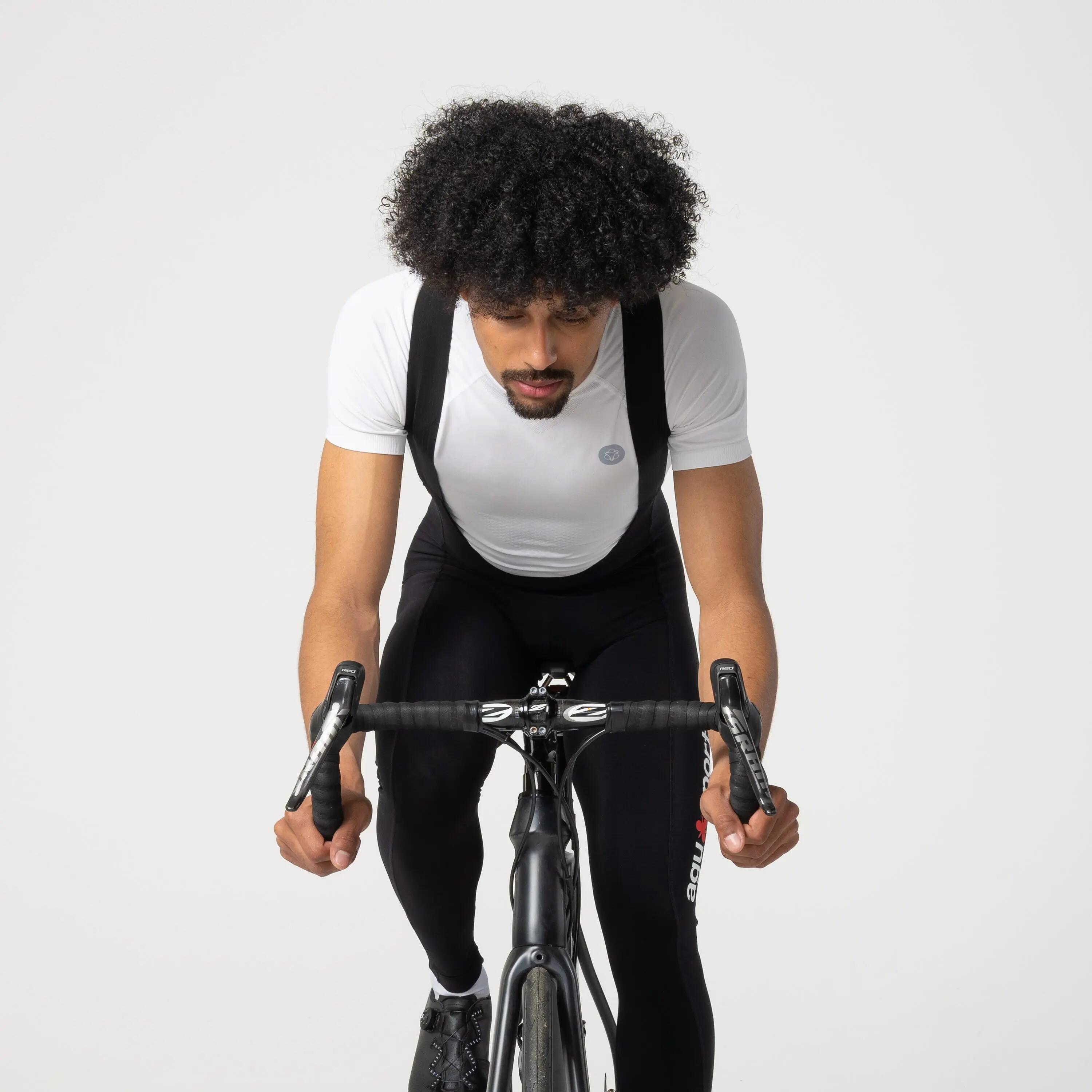 Heren Fietsen Bibtight Comfort Plus winddicht waterafstotend zwart 4/7