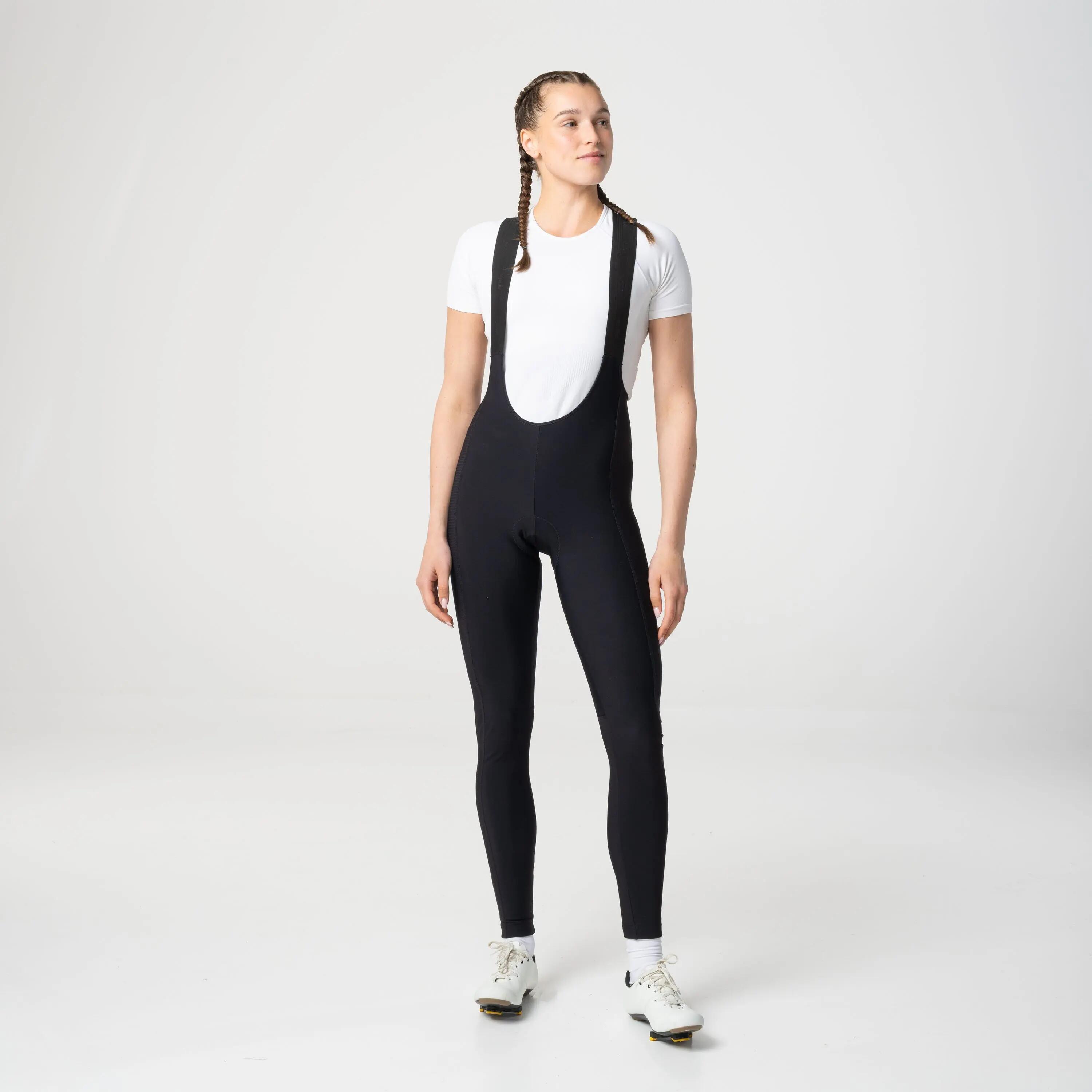 Dames wielrenbroek lang Comfort Plus zwart winddicht 2/7
