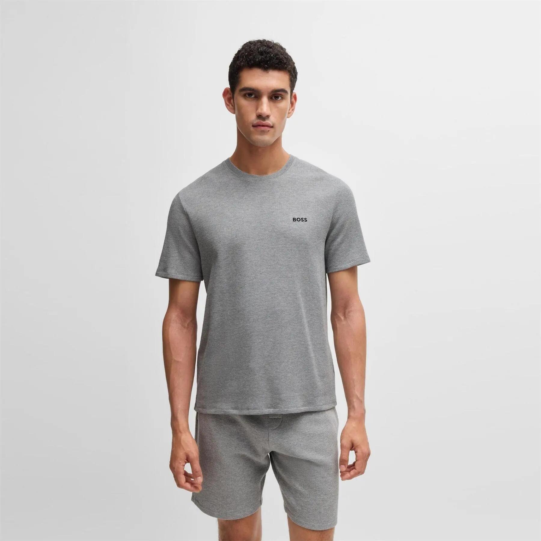 Mens Waffle Relaxed Fit Shorts (Grey) 4/5