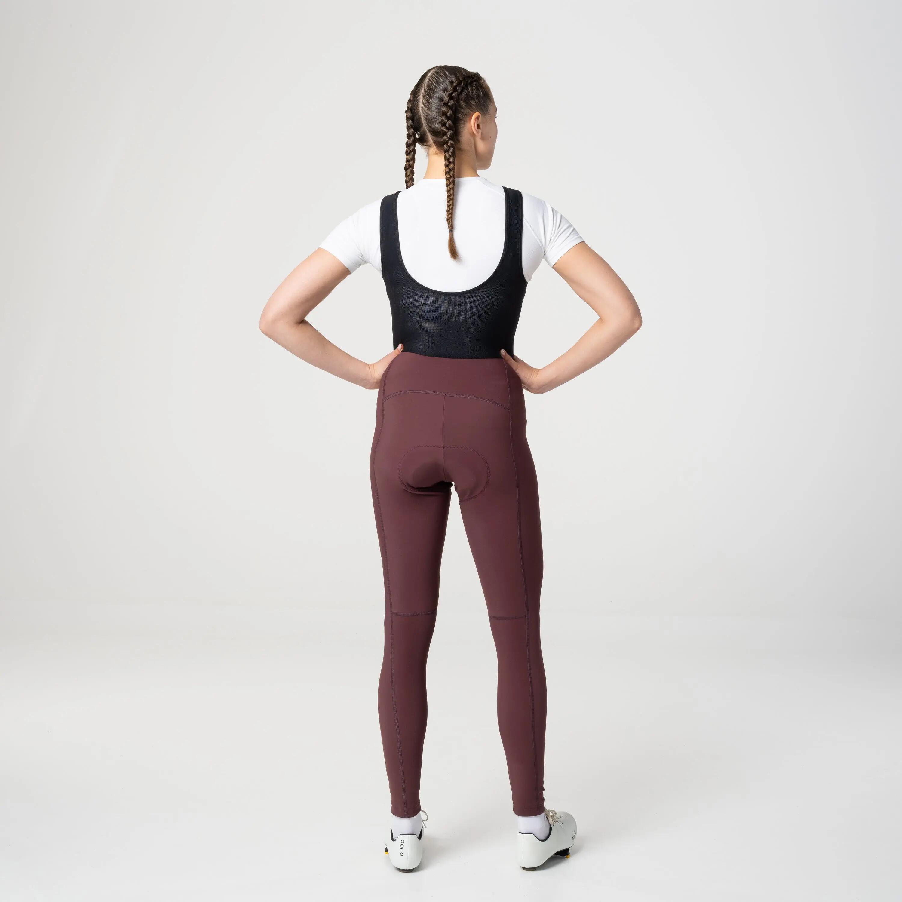 Dames Fietsen Bibtight Warm Winter Essential Bruin 3/7