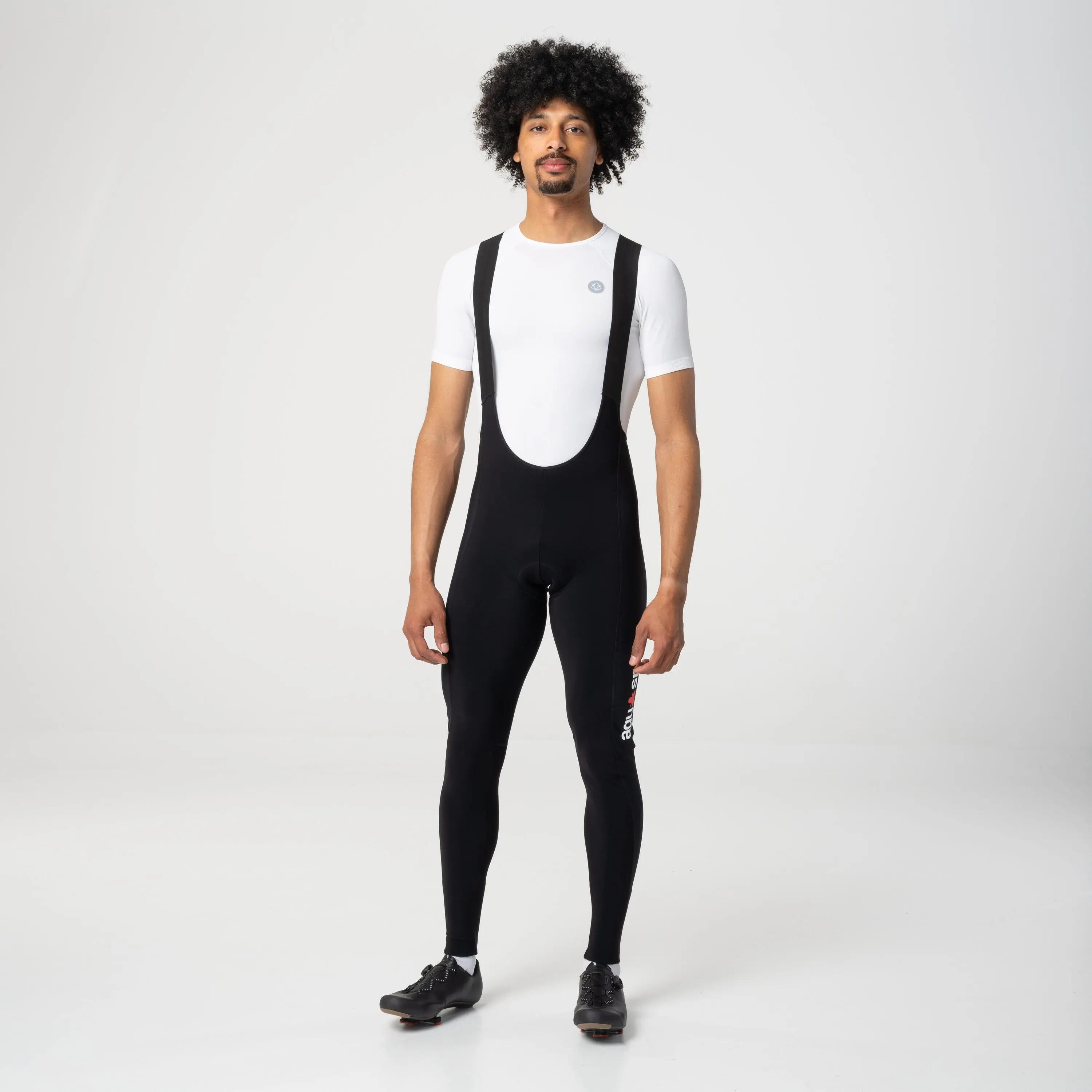 Heren Fietsen Bibtight Comfort Plus winddicht waterafstotend zwart 2/7