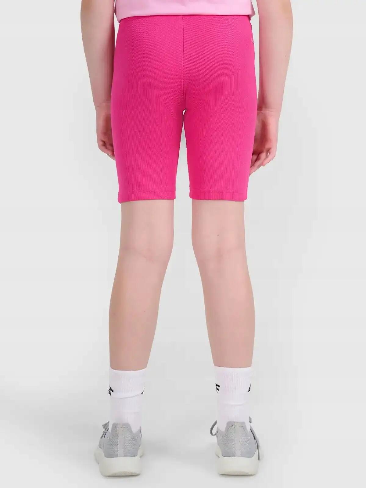 SPODENKI DZIEWCZĘCE 4F LEGGINSY KRÓTKIE KOLARKI PRĄŻKOWANE   RÓŻOWE 5/11