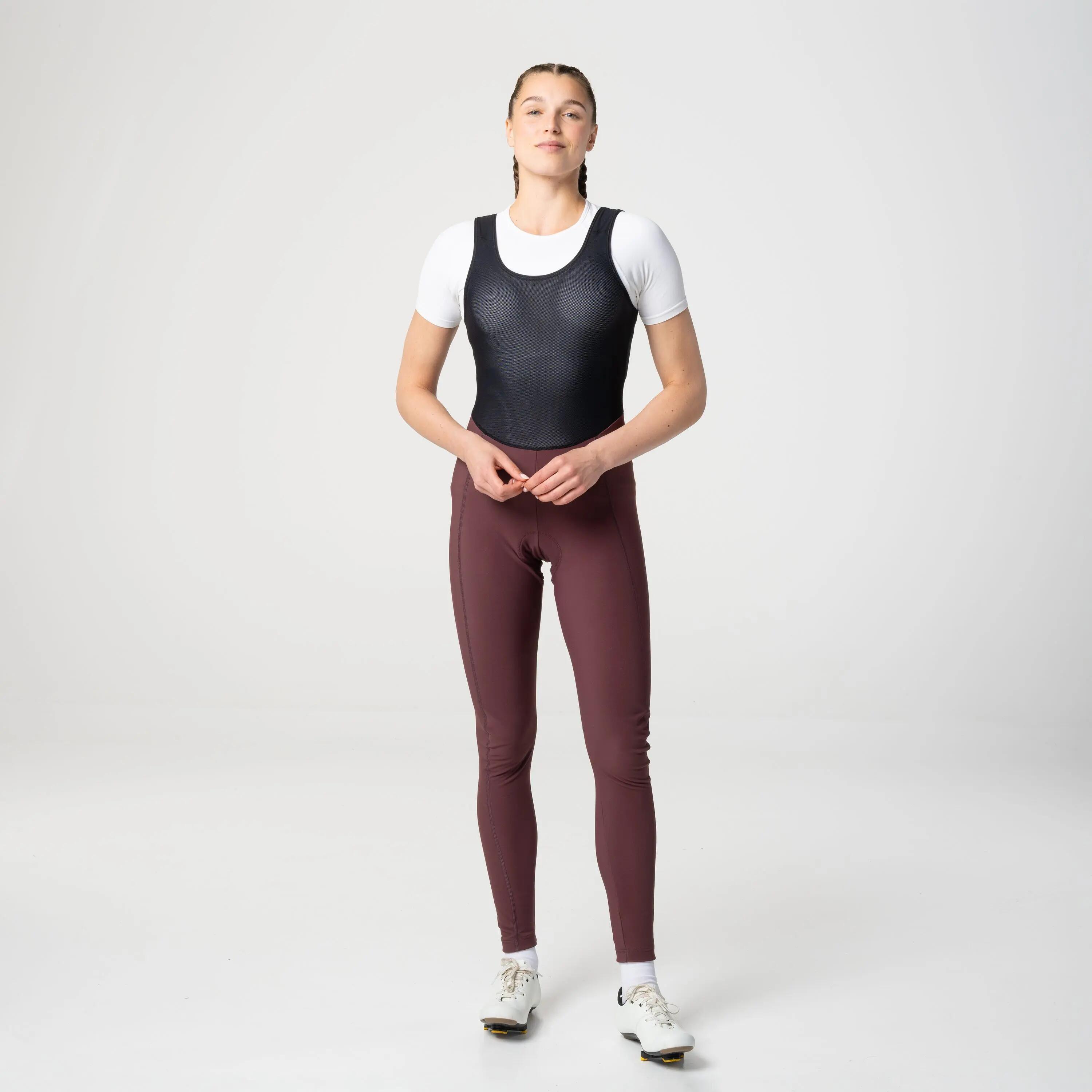 Dames Fietsen Bibtight Warm Winter Essential Bruin 2/7