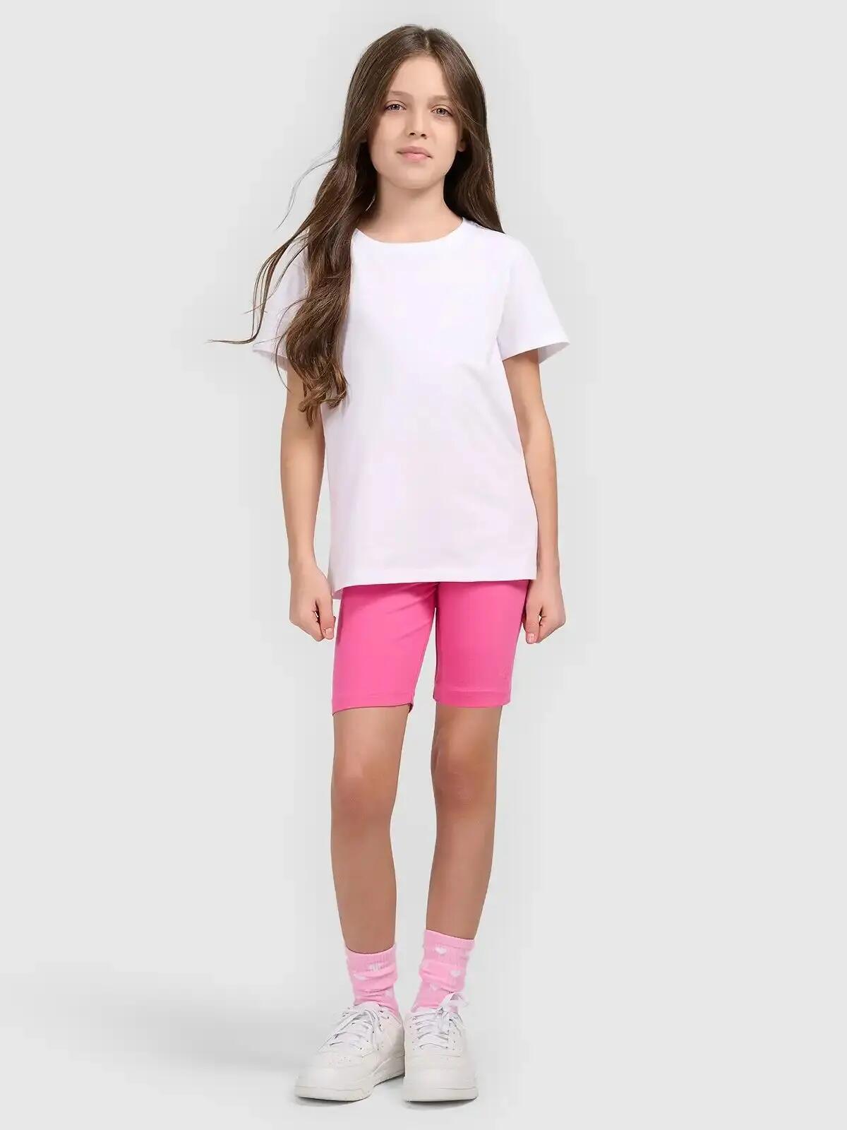 SPODENKI DZIEWCZĘCE 4F LEGGINSY KRÓTKIE KOLARKI NA LATO  RÓŻOWE 8/11