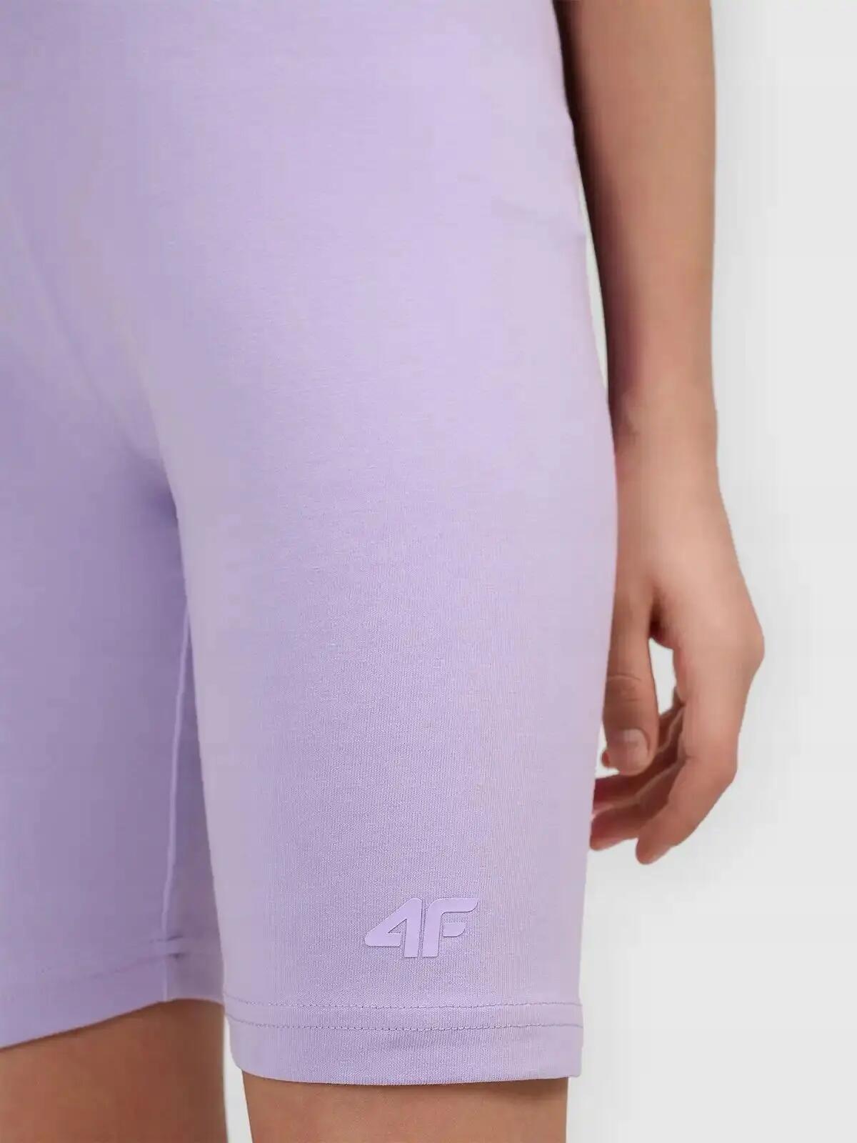 SPODENKI DZIEWCZĘCE 4F LEGGINSY KRÓTKIE KOLARKI NA LATO  FIOLETOWE 7/11