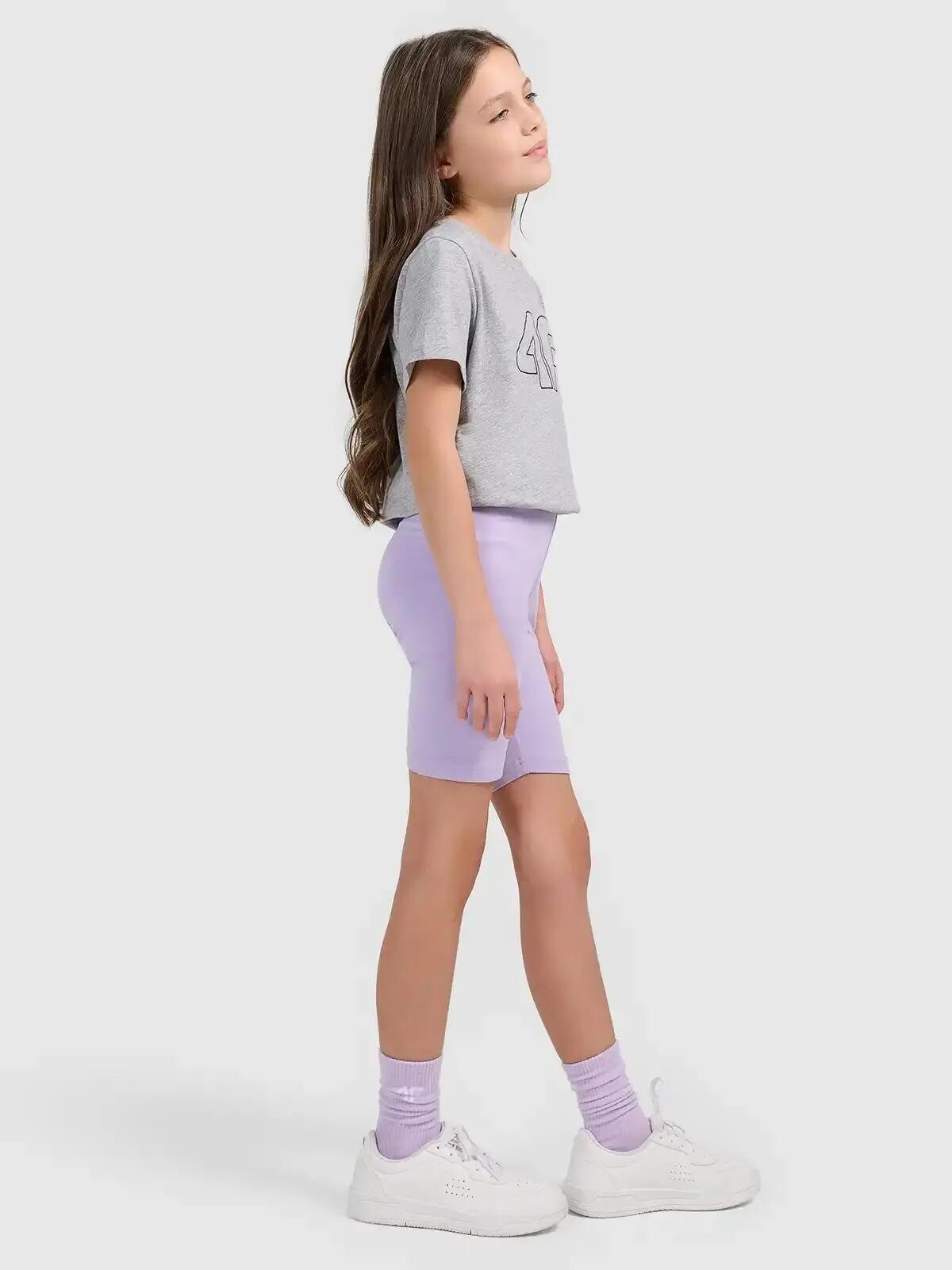 SPODENKI DZIEWCZĘCE 4F LEGGINSY KRÓTKIE KOLARKI NA LATO  FIOLETOWE 6/11