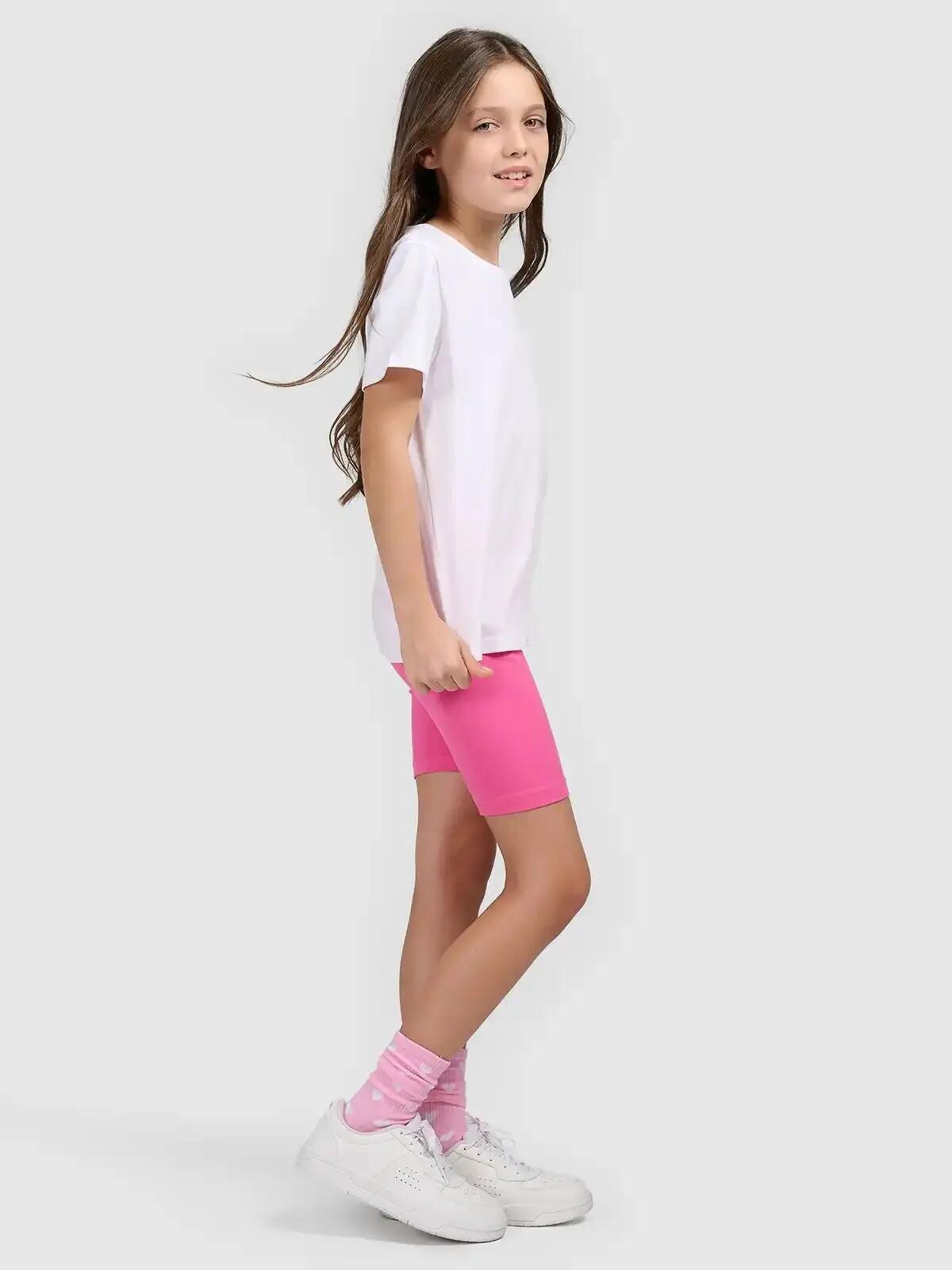 SPODENKI DZIEWCZĘCE 4F LEGGINSY KRÓTKIE KOLARKI NA LATO  RÓŻOWE 6/11