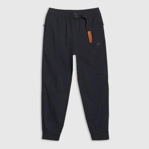 4F SPODNIE CHŁOPIĘCE JOGGERY CASUAL     CZARNE 7/8