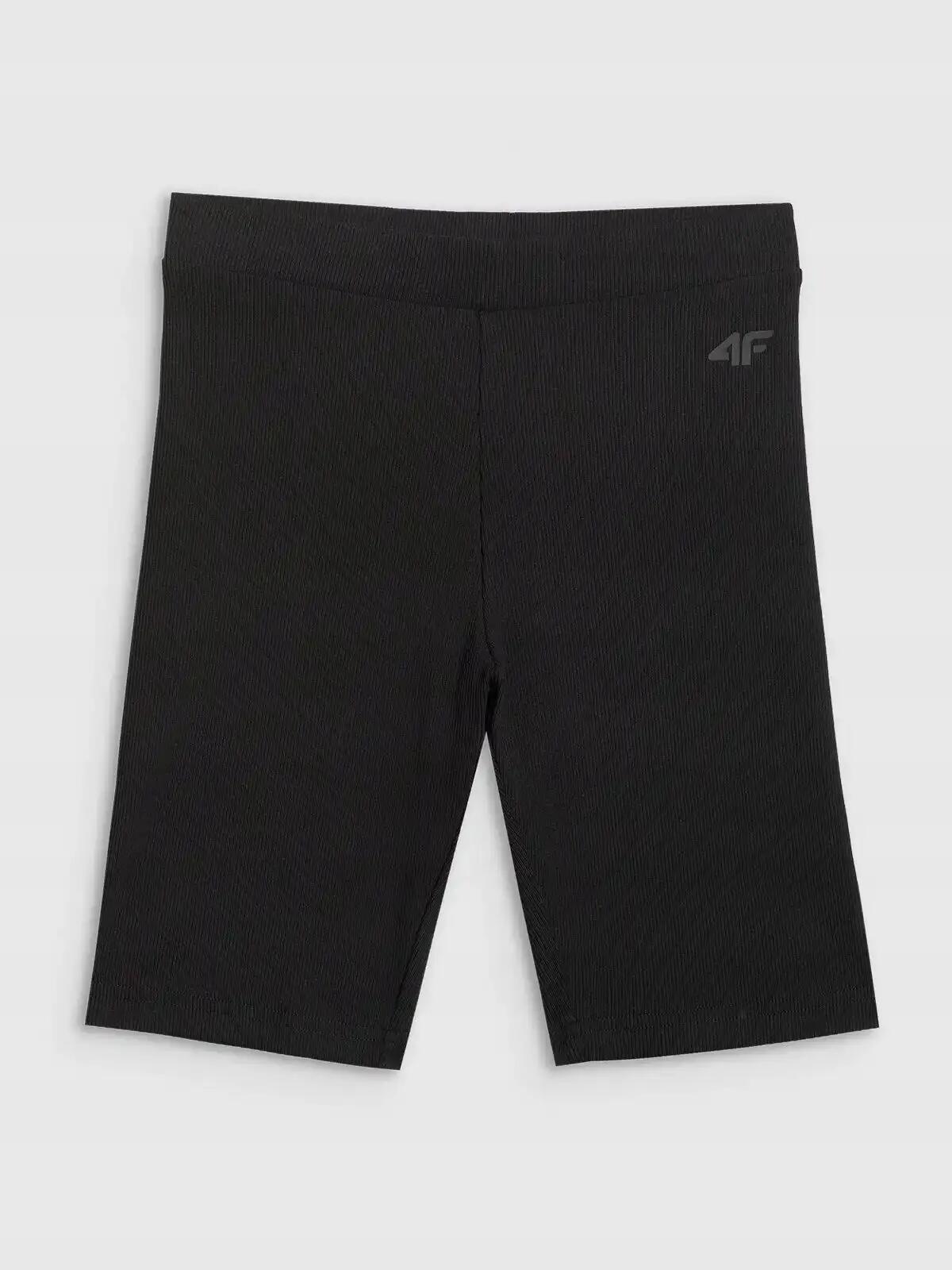 SPODENKI DZIEWCZĘCE 4F LEGGINSY KRÓTKIE KOLARKI PRĄŻKOWANE   CZARNE 4/6