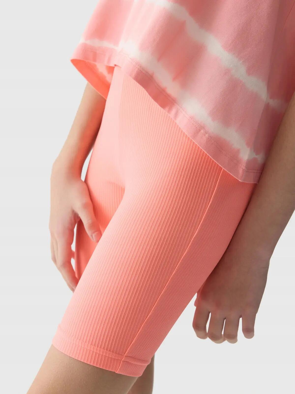 LEGGINSY DZIEWCZĘCE 4F KOLARKI DZIANINOWE     RÓŻOWE 3/7