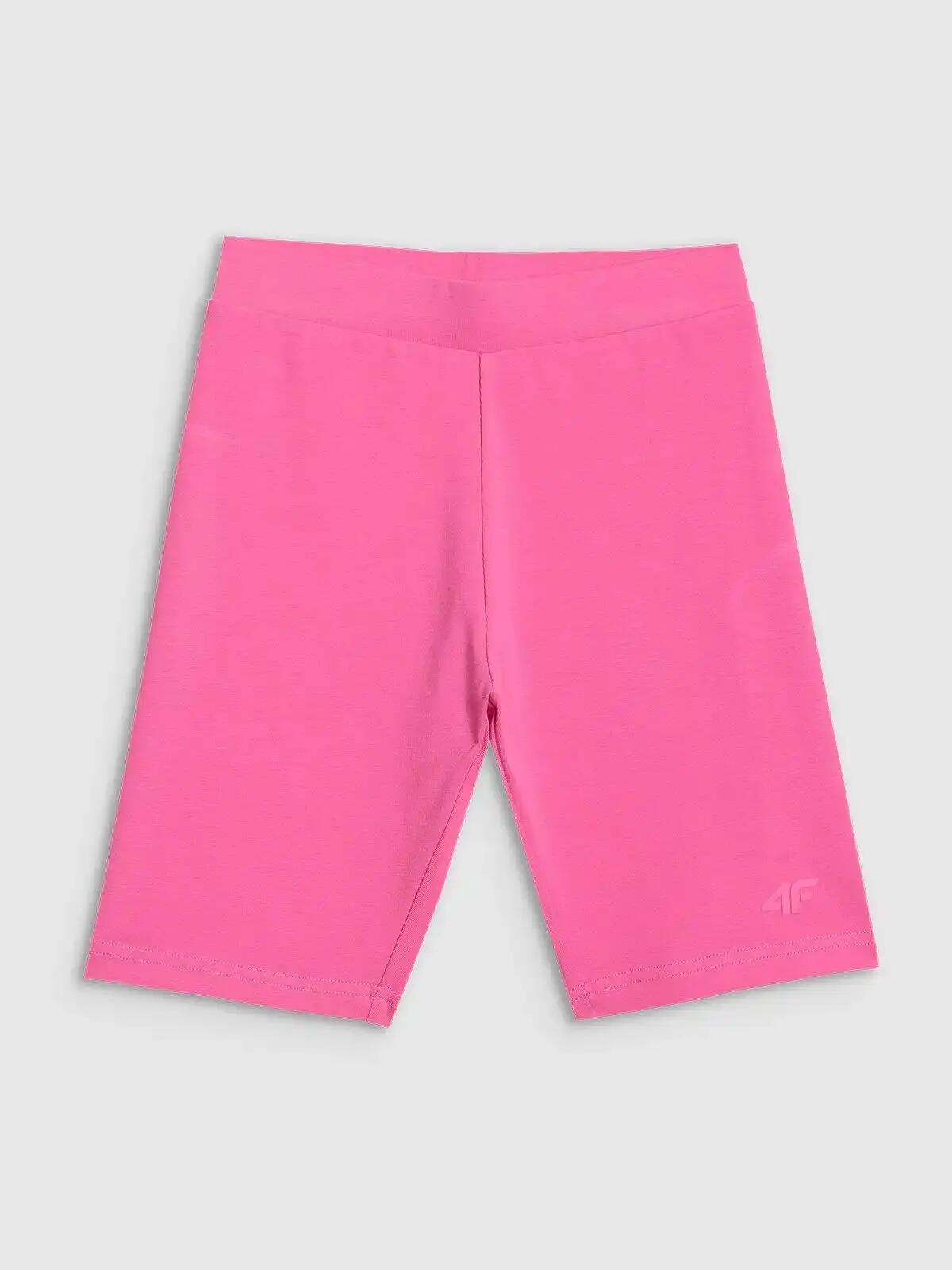 SPODENKI DZIEWCZĘCE 4F LEGGINSY KRÓTKIE KOLARKI NA LATO  RÓŻOWE 10/11