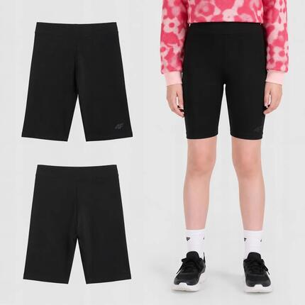 SPODENKI DZIEWCZĘCE 4F LEGGINSY KRÓTKIE KOLARKI NA LATO CZARNE