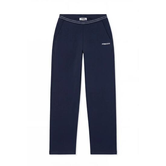 Pantalon coupe droite avec bande élastique nacrée griffée à la taille