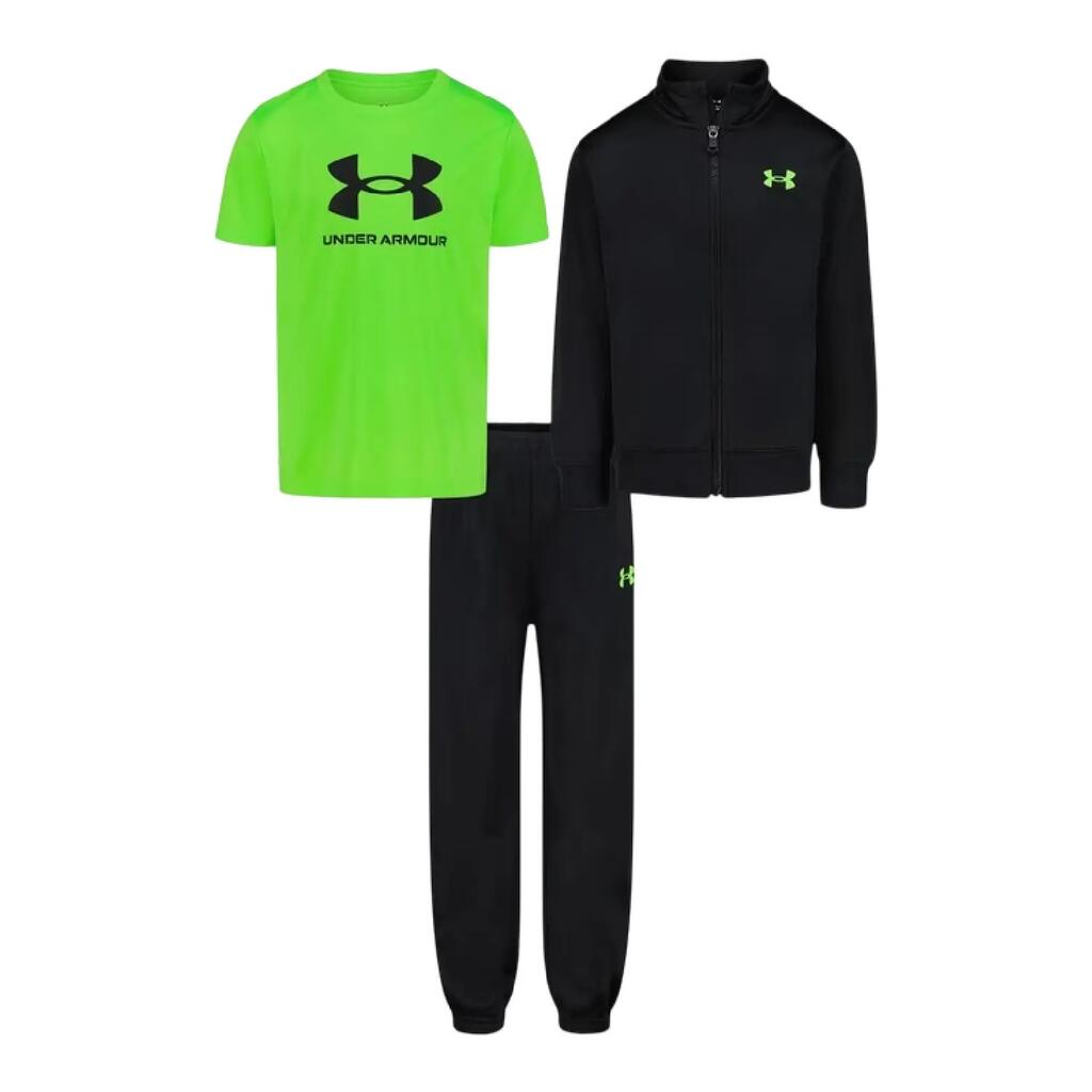 Childrens/Kids Brawler Tracksuit Set (Black/Green)