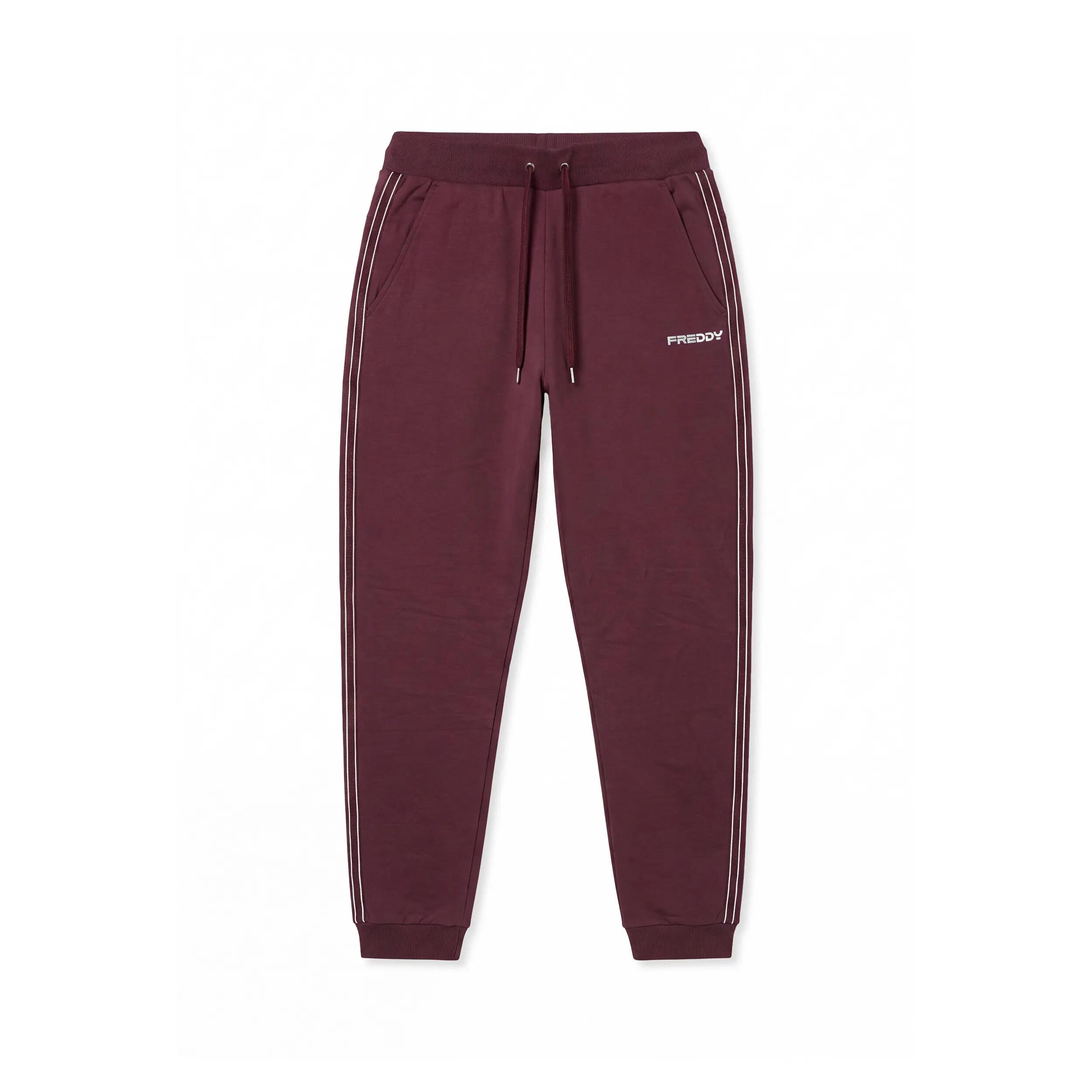 Pantalon de jogging pour femmes avec bandes nacrées et bas côtelé 1/3