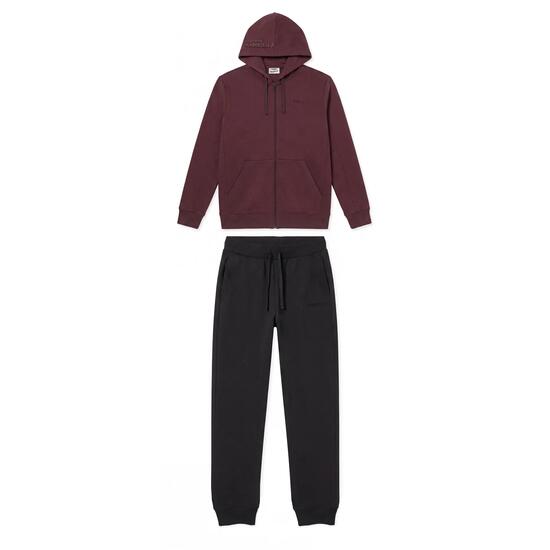 Survêtement pour hommes en molleton brossé avec fermeture zippée et capuche à im