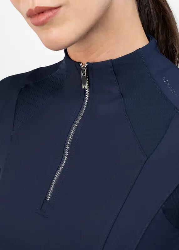 Camiseta Base Manga Corta Mujer Equitación Maximilian Frame Marino 5/7