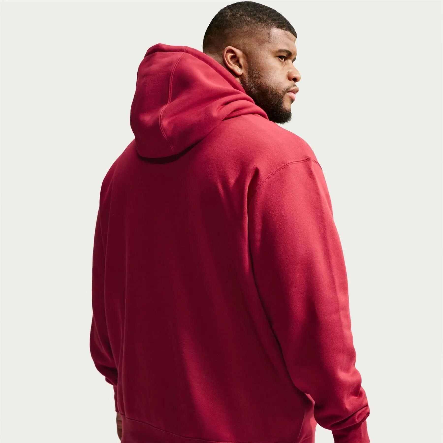 Mens Club Fleece Pullover Hoodie (Dark Red) 5/5
